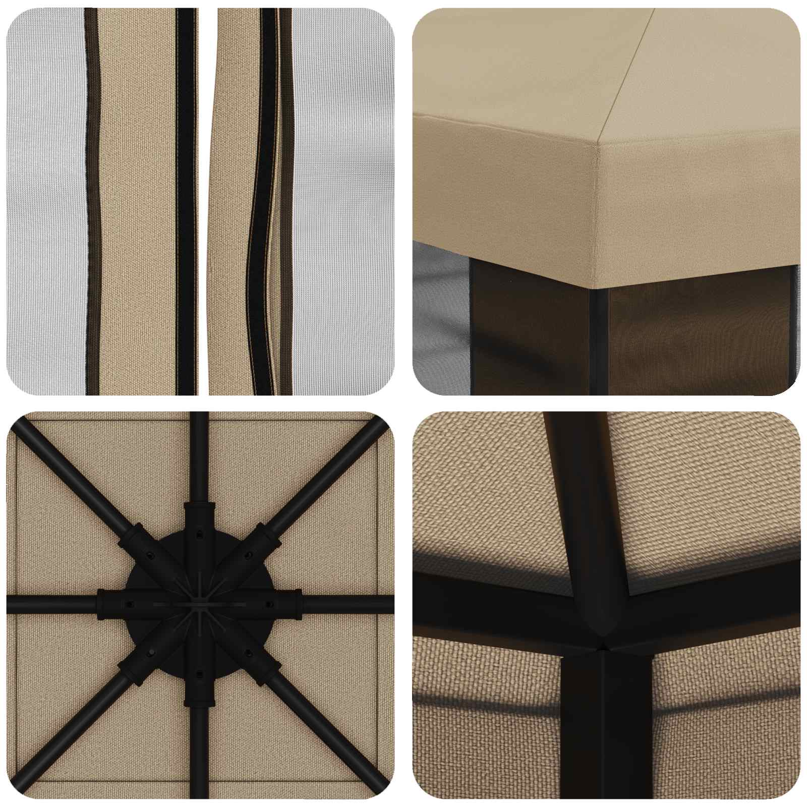 Gazebo da giardino con pareti laterali 3 x 3 m Beige