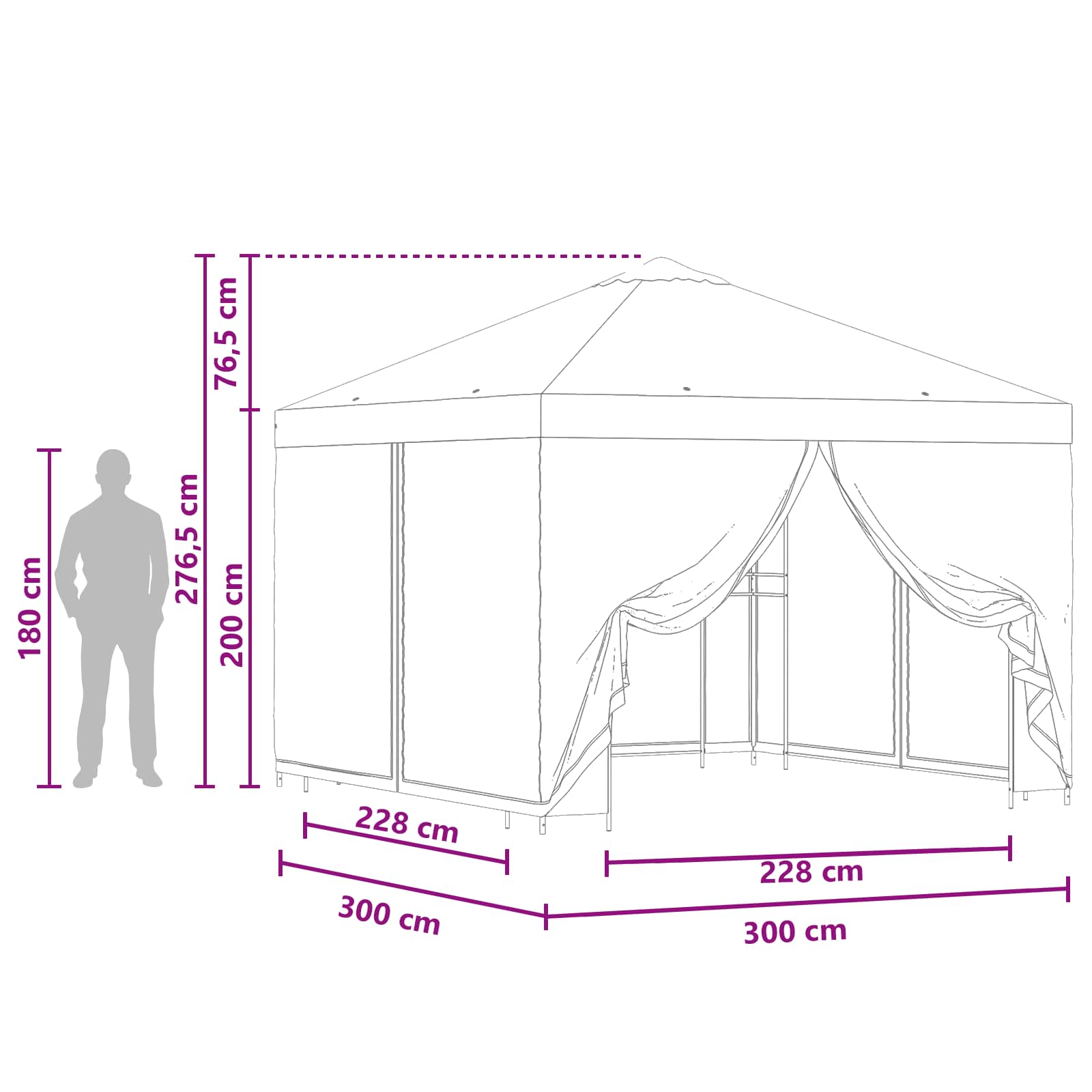 Gazebo da giardino con pareti laterali 3 x 3 m Beige