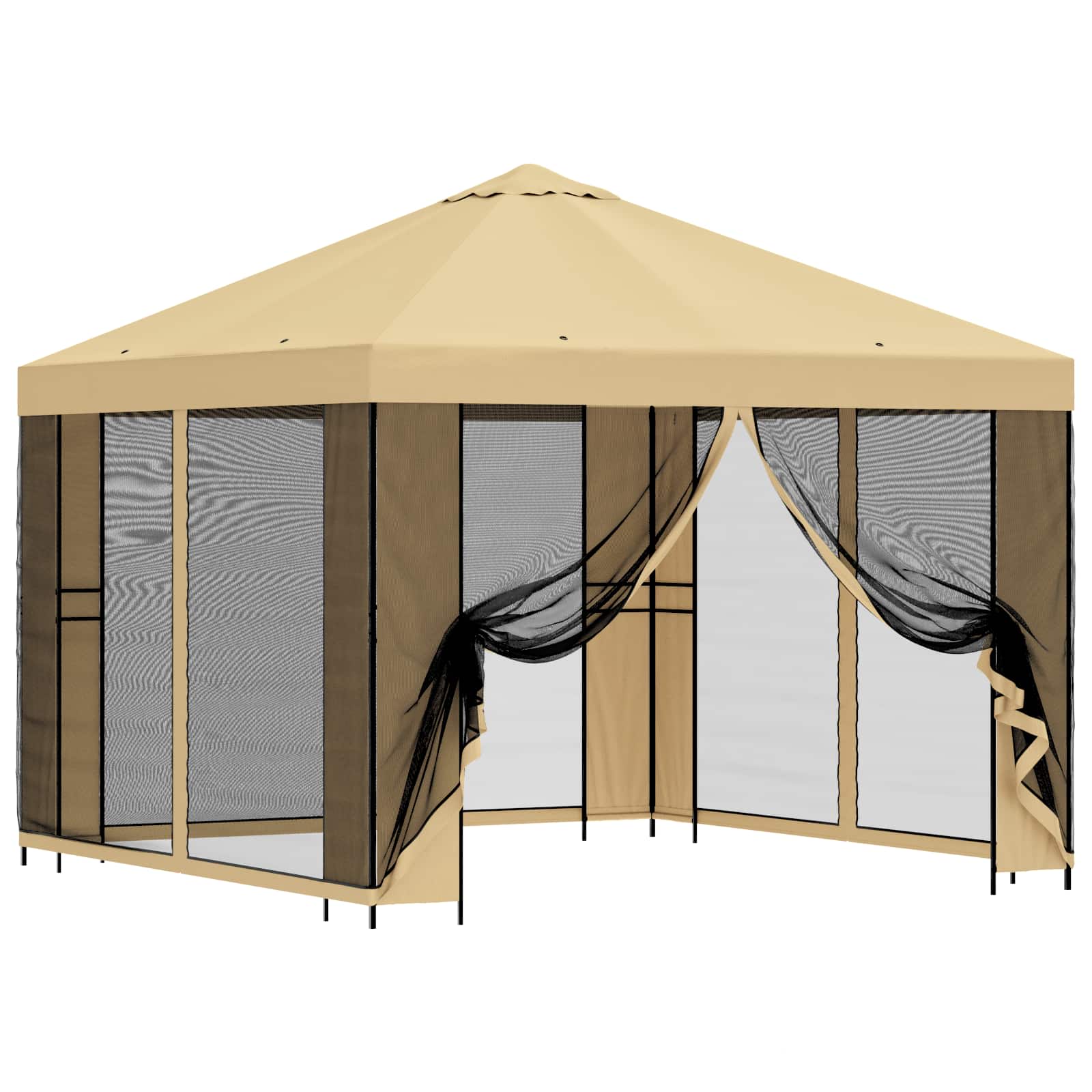 Gazebo da giardino con pareti laterali 3 x 3 m Crema