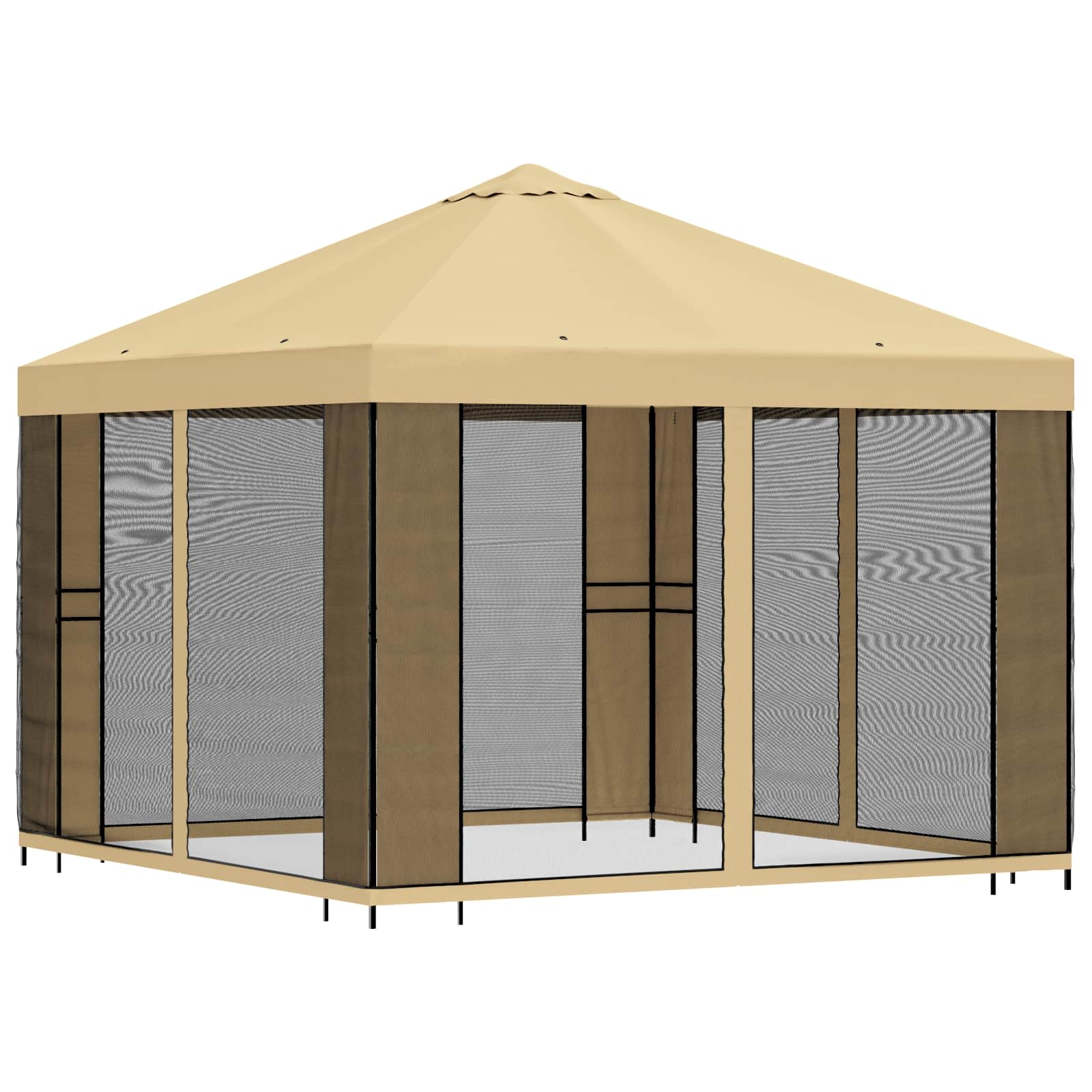 Gazebo da giardino con pareti laterali 3 x 3 m Crema