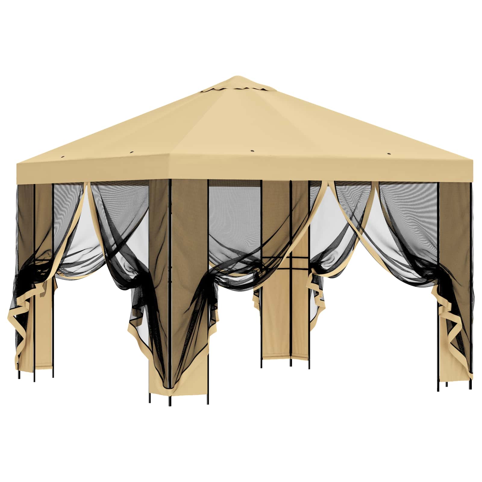 Gazebo da giardino con pareti laterali 3 x 3 m Crema