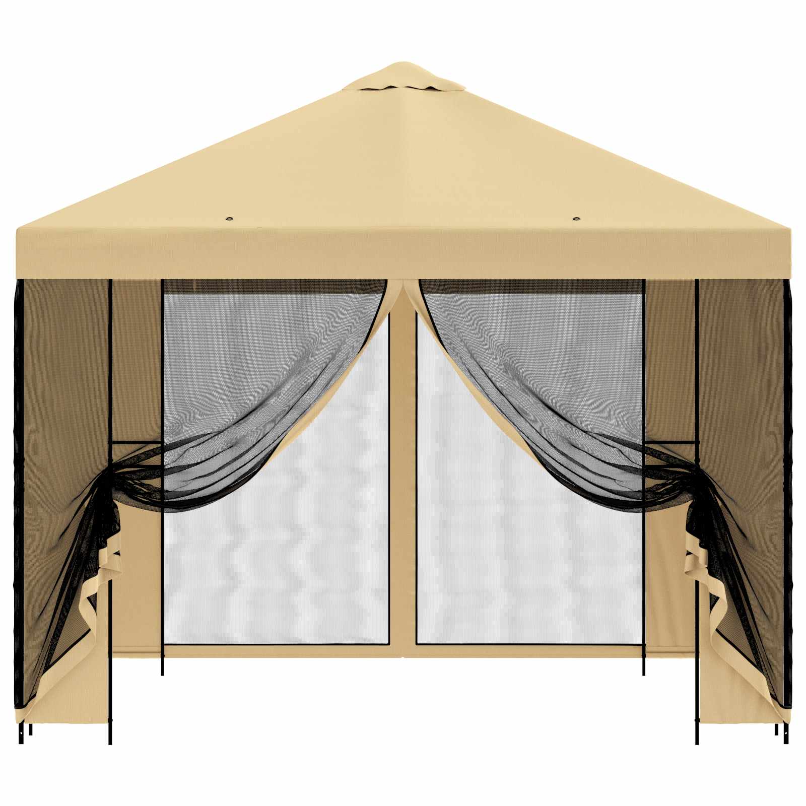 Gazebo da giardino con pareti laterali 3 x 3 m Crema