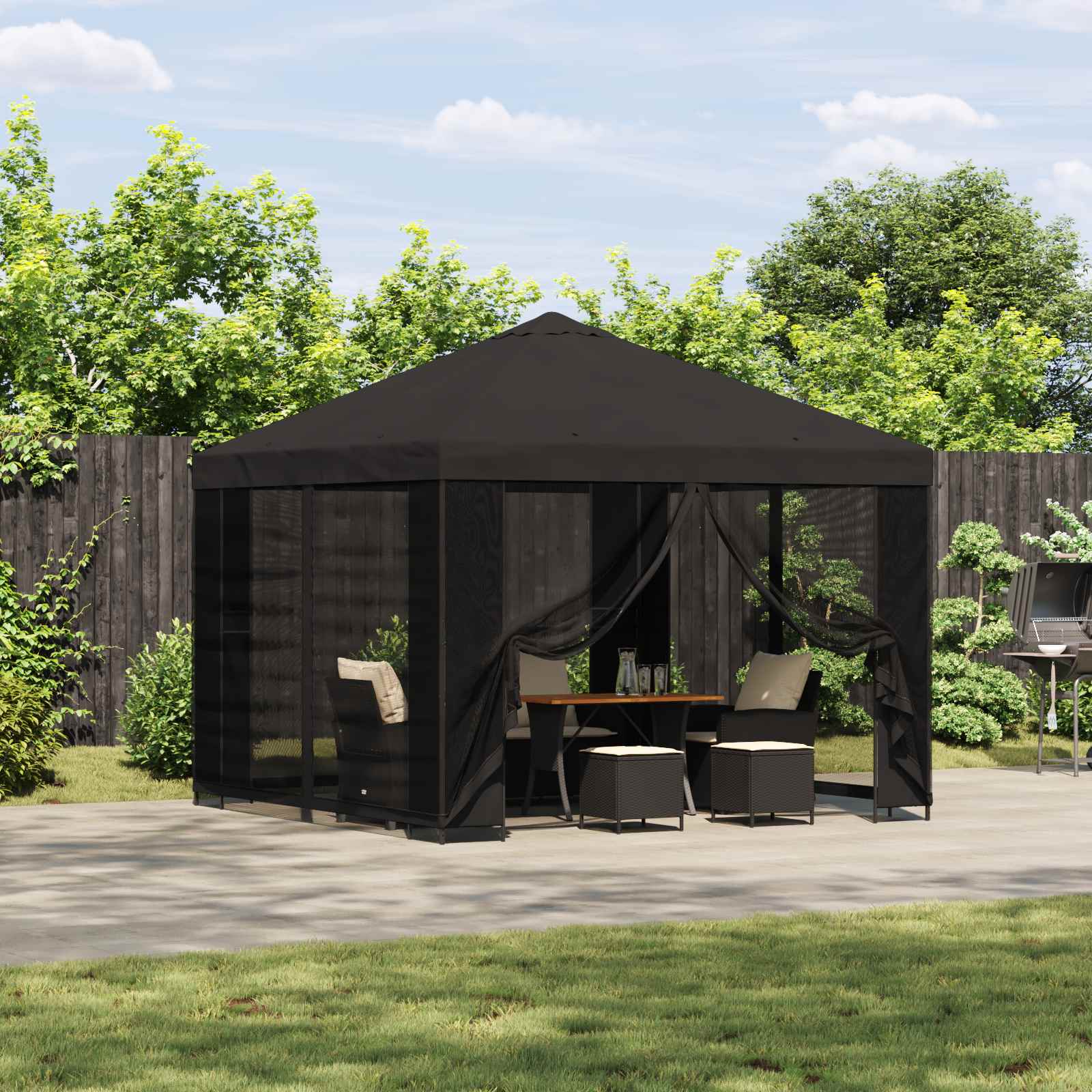 Gazebo da giardino con pareti laterali 3 x 3 m Antracite