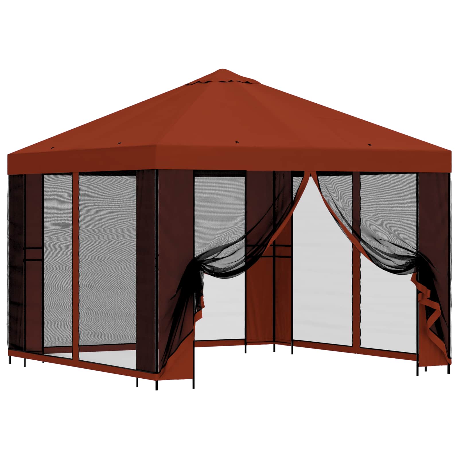Gazebo da giardino con pareti laterali 3 x 3 m Terracotta