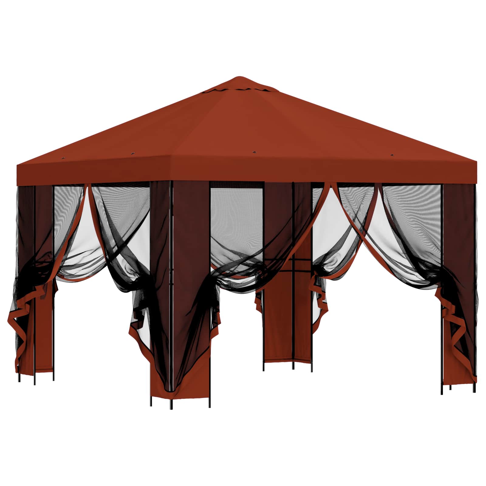 Gazebo da giardino con pareti laterali 3 x 3 m Terracotta