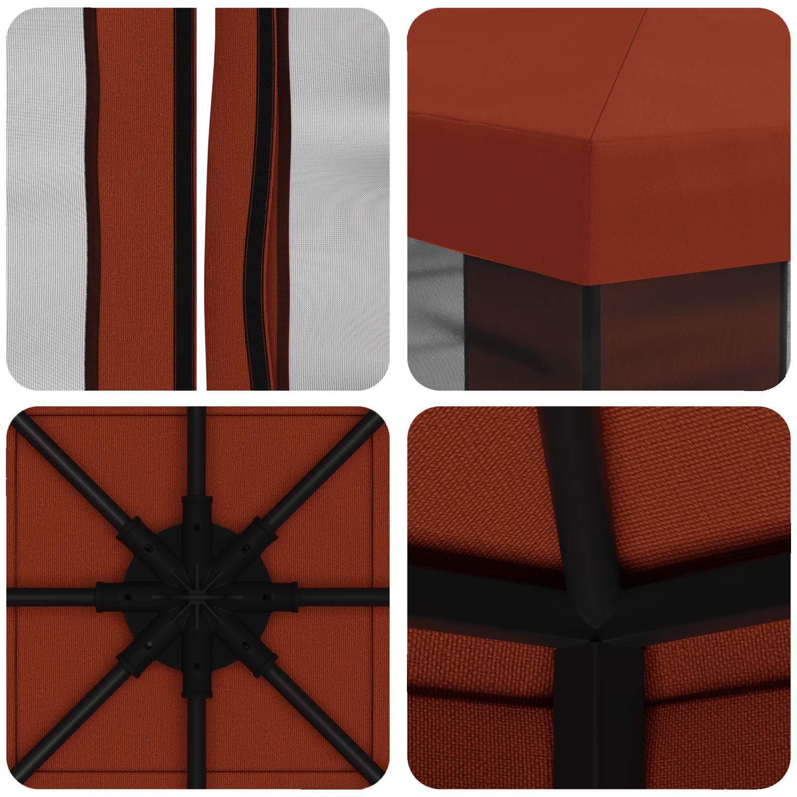 Gazebo da giardino con pareti laterali 3 x 3 m Terracotta