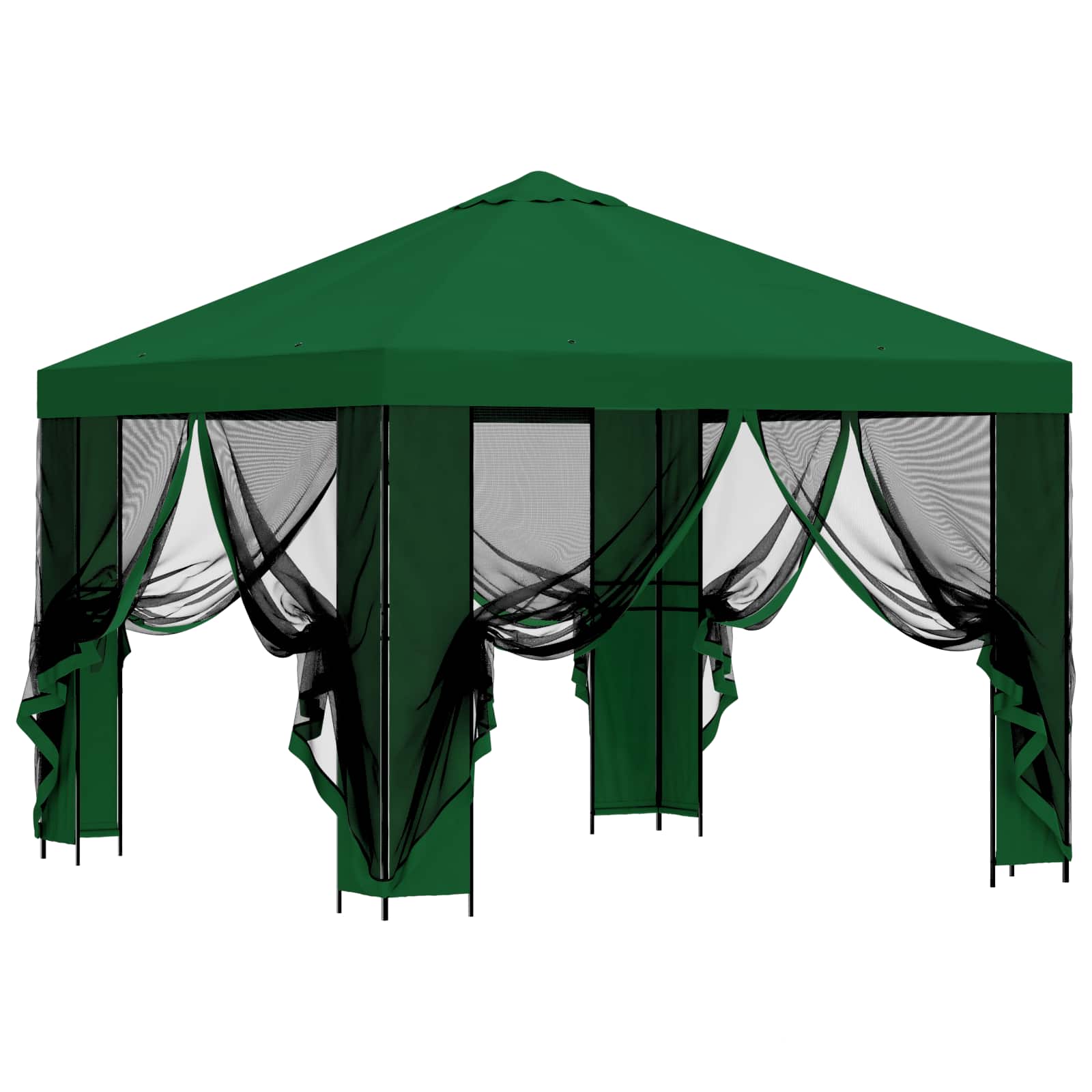 Gazebo da giardino con pareti laterali 3 x 3 m Verde