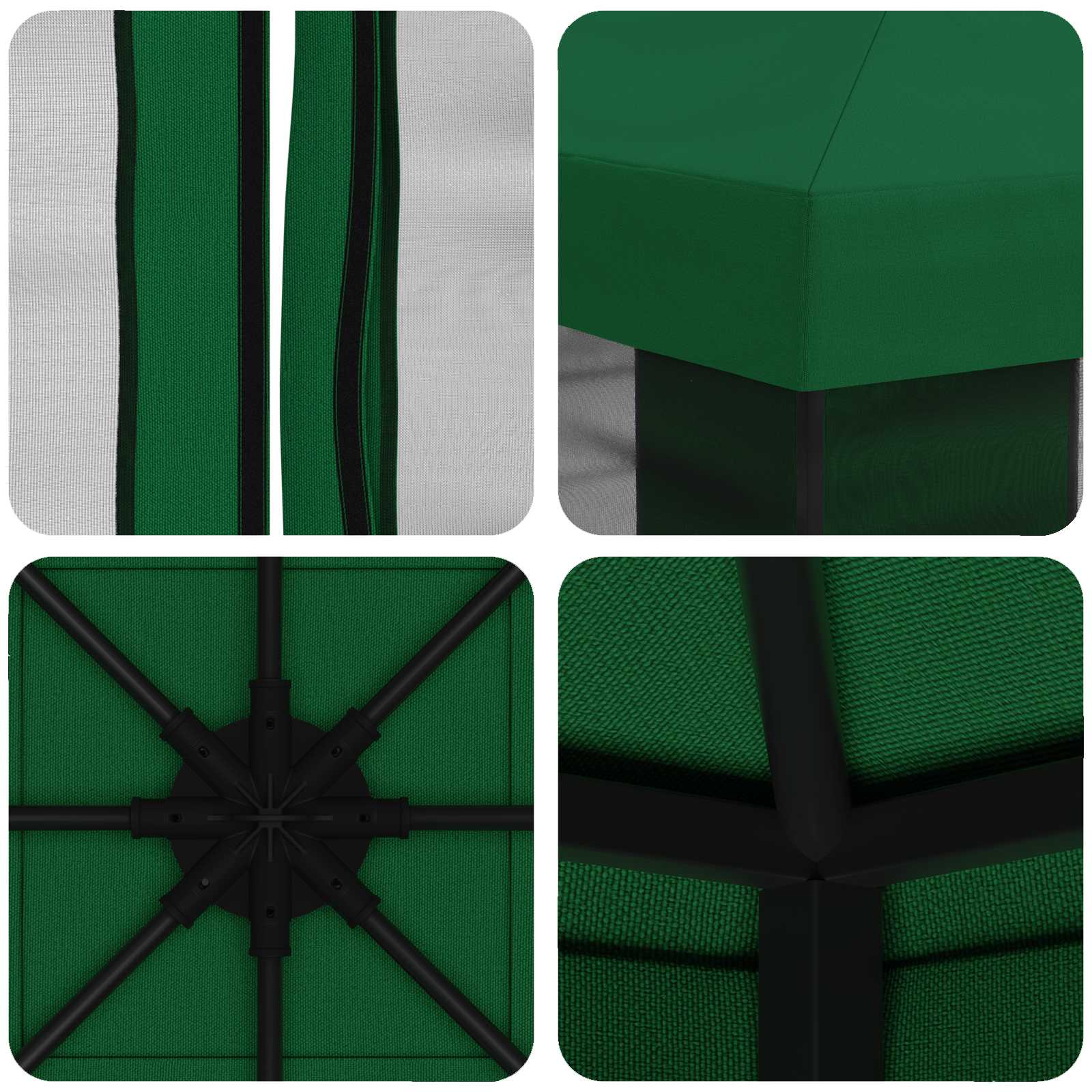 Gazebo da giardino con pareti laterali 3 x 3 m Verde