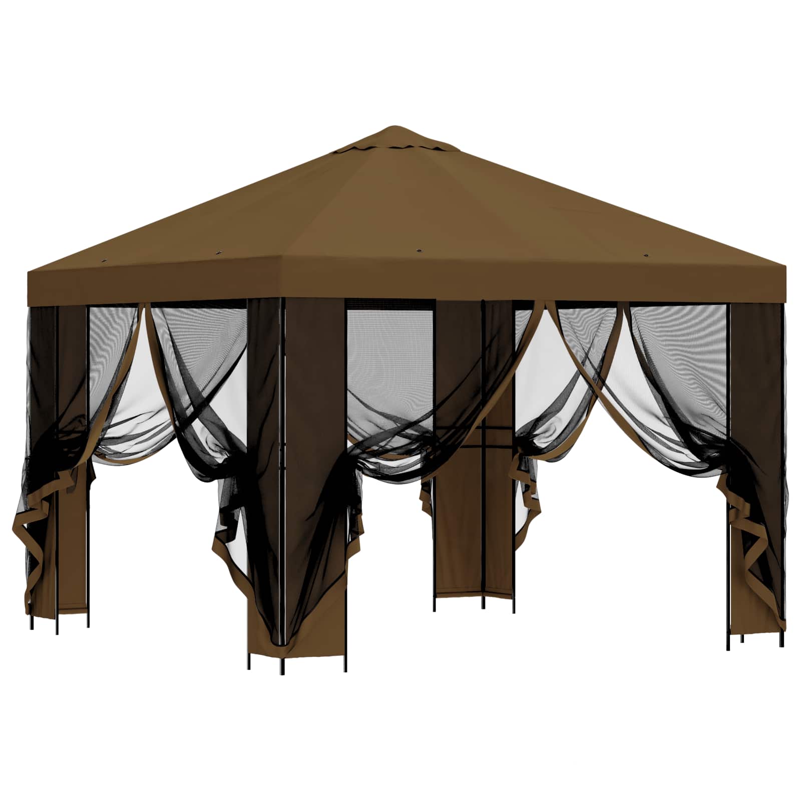 Gazebo da giardino con pareti laterali 3 x 3 m Tortora