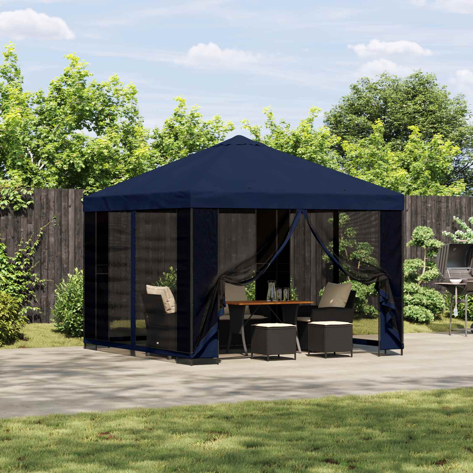 Gazebo da giardino con pareti laterali 3 x 3 m Blu