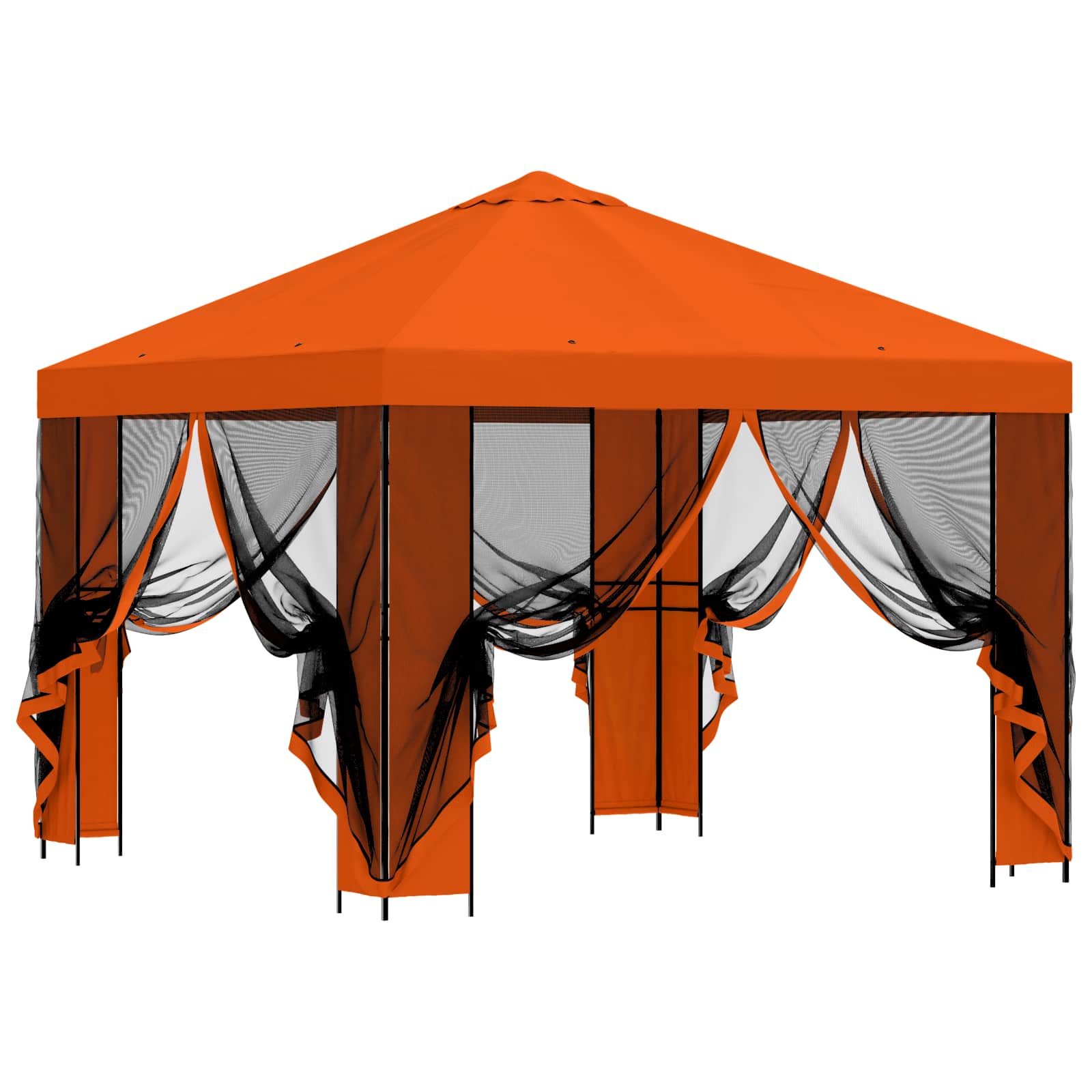 Gazebo da giardino con pareti laterali 3 x 3 m Arancione