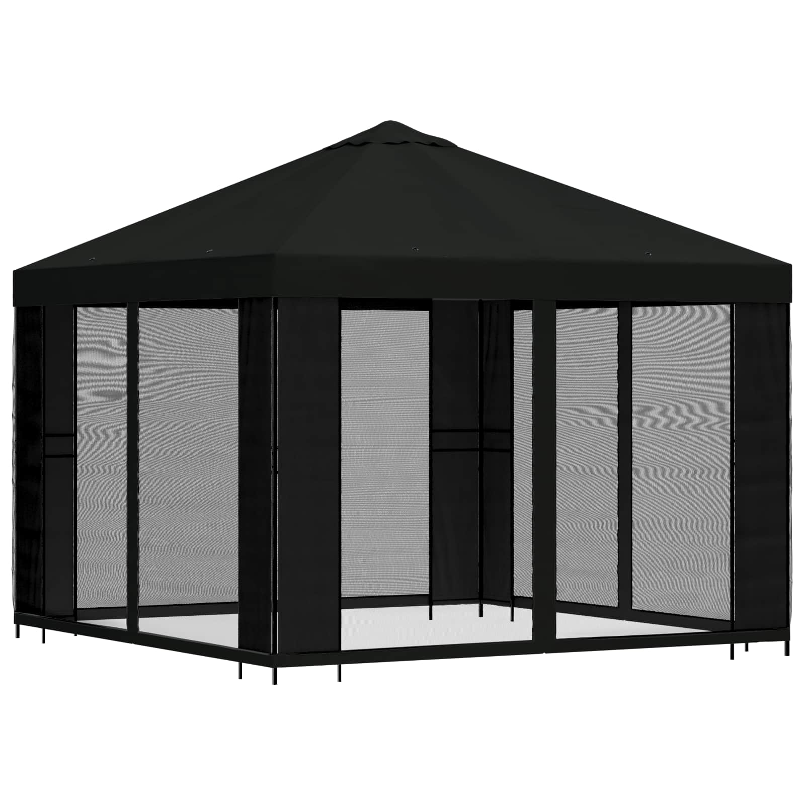 Gazebo da giardino con pareti laterali 3 x 3 m Nero