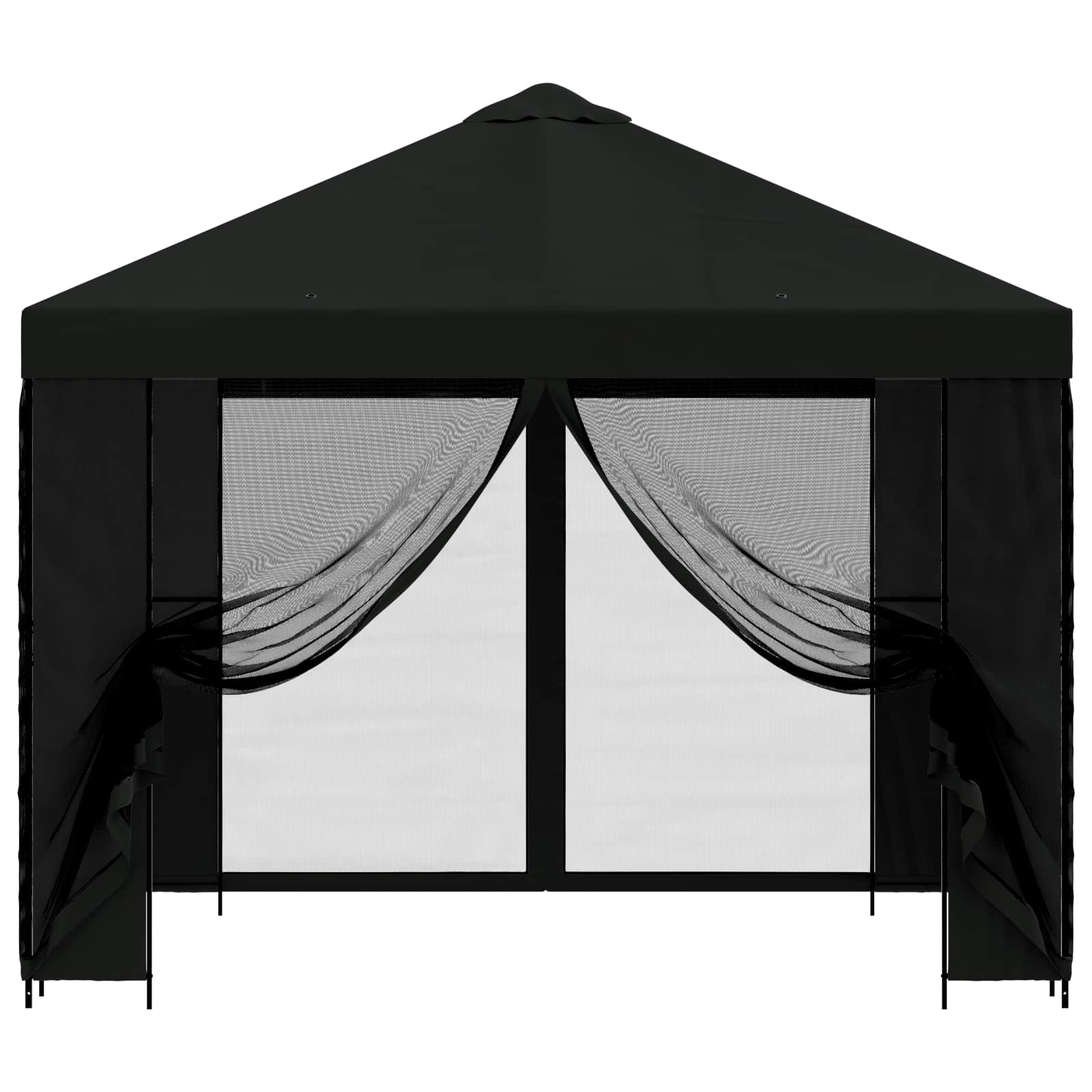 Gazebo da giardino con pareti laterali 3 x 3 m Nero