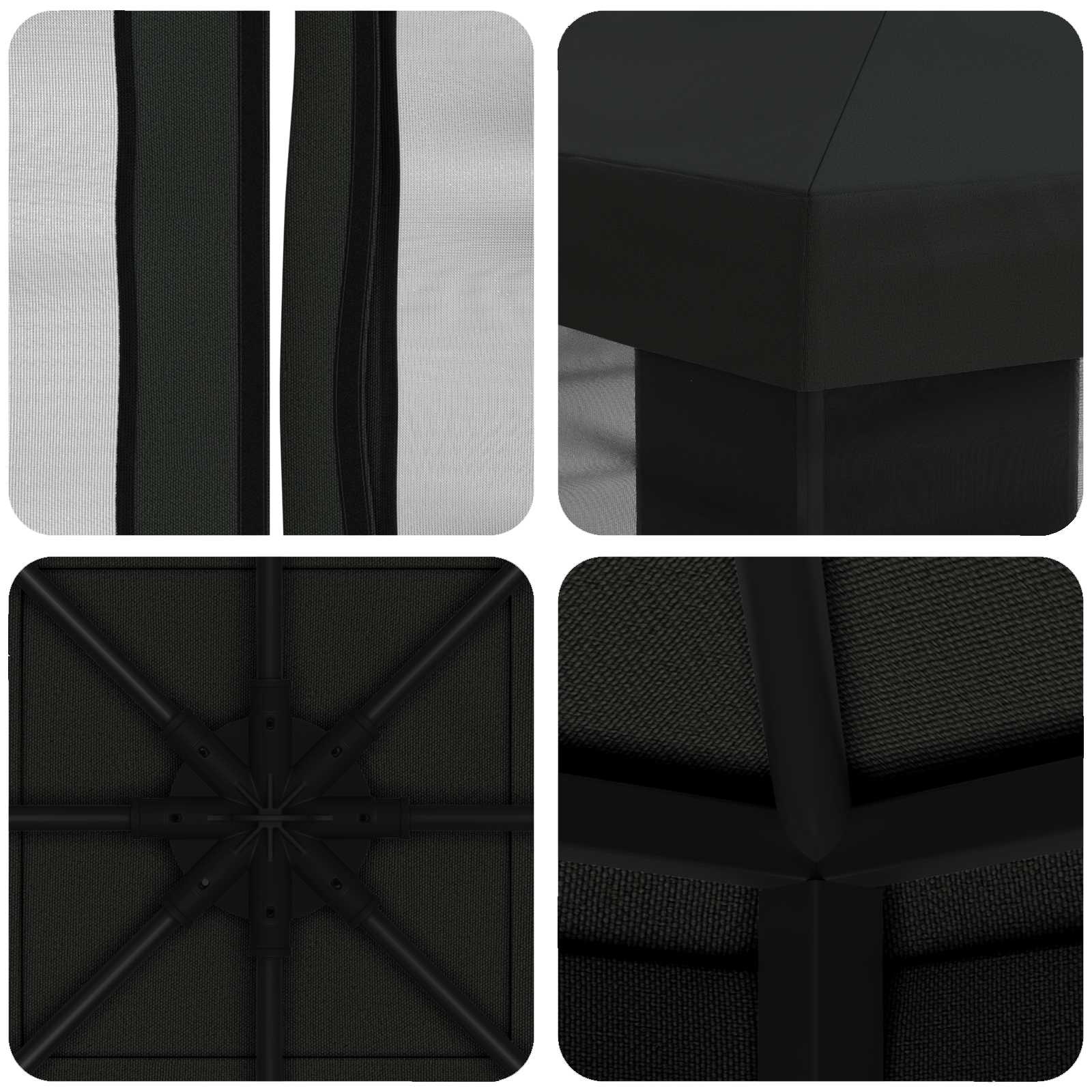 Gazebo da giardino con pareti laterali 3 x 3 m Nero