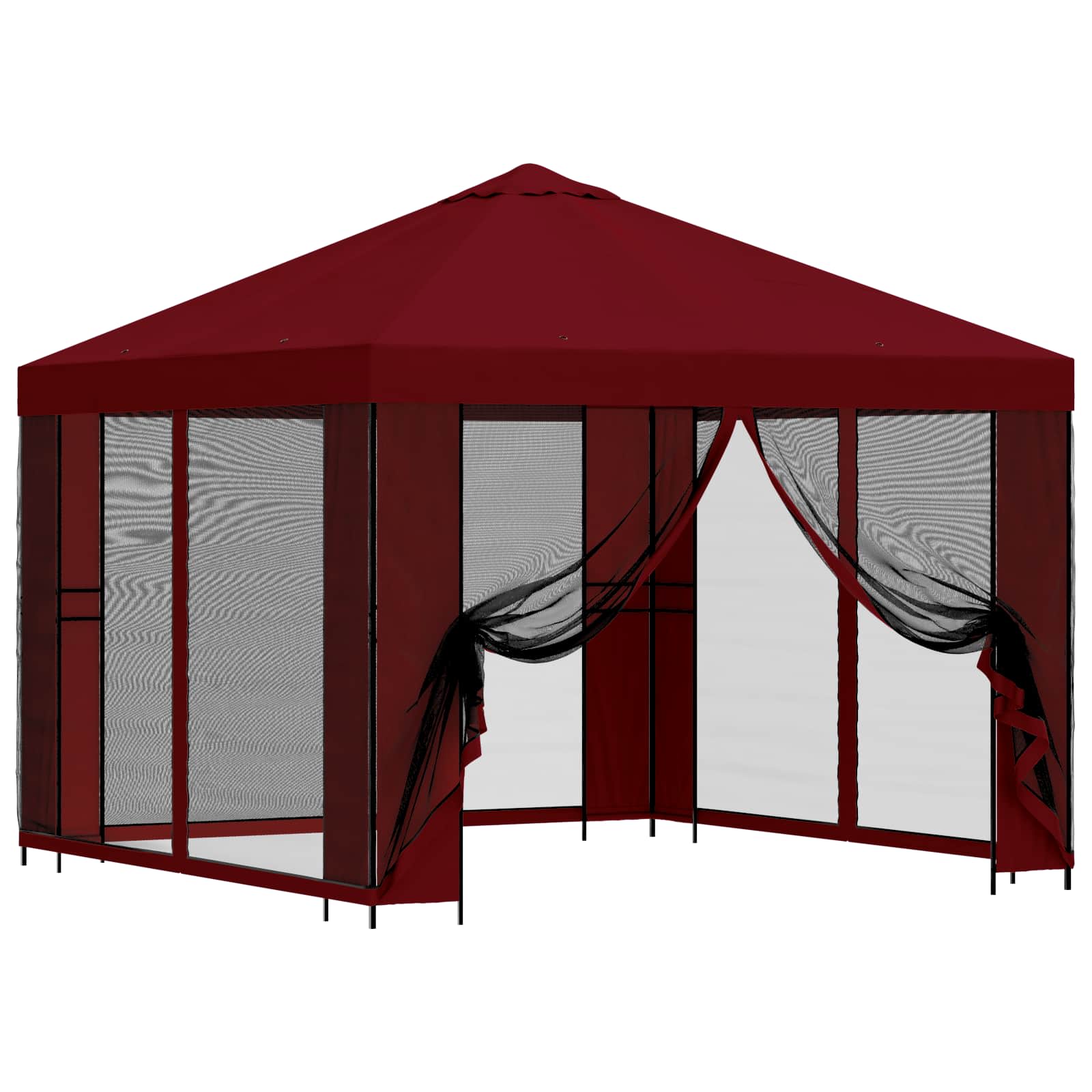 Gazebo da giardino con pareti laterali 3 x 3 m Borgogna