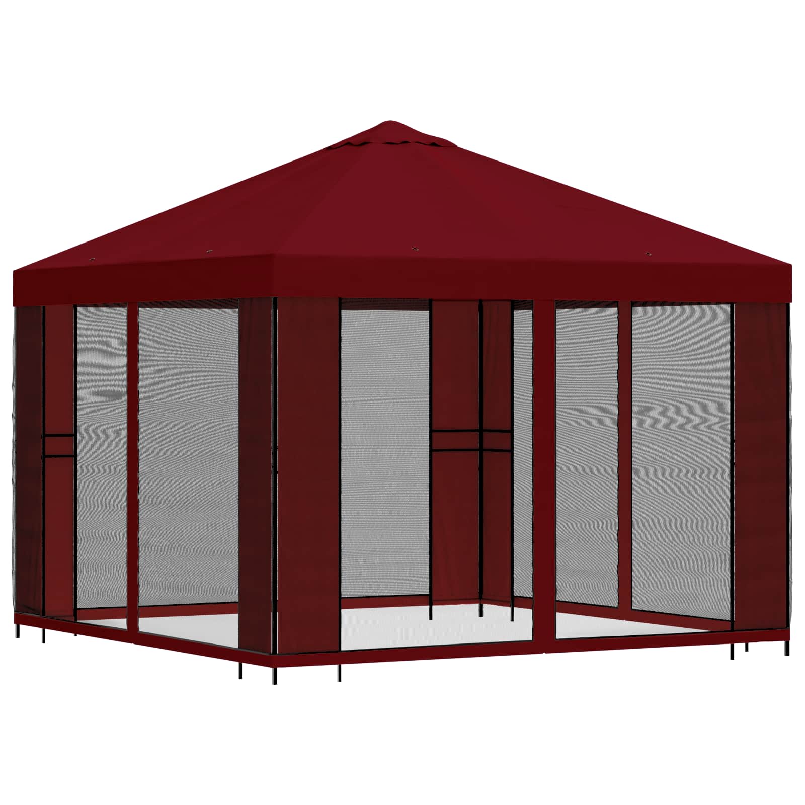Gazebo da giardino con pareti laterali 3 x 3 m Borgogna