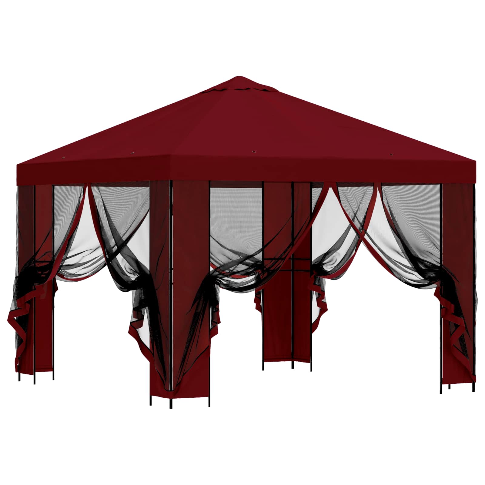 Gazebo da giardino con pareti laterali 3 x 3 m Borgogna