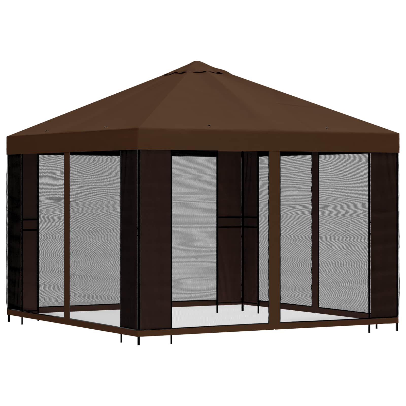 Gazebo da giardino con pareti laterali 3 x 3 m Marrone