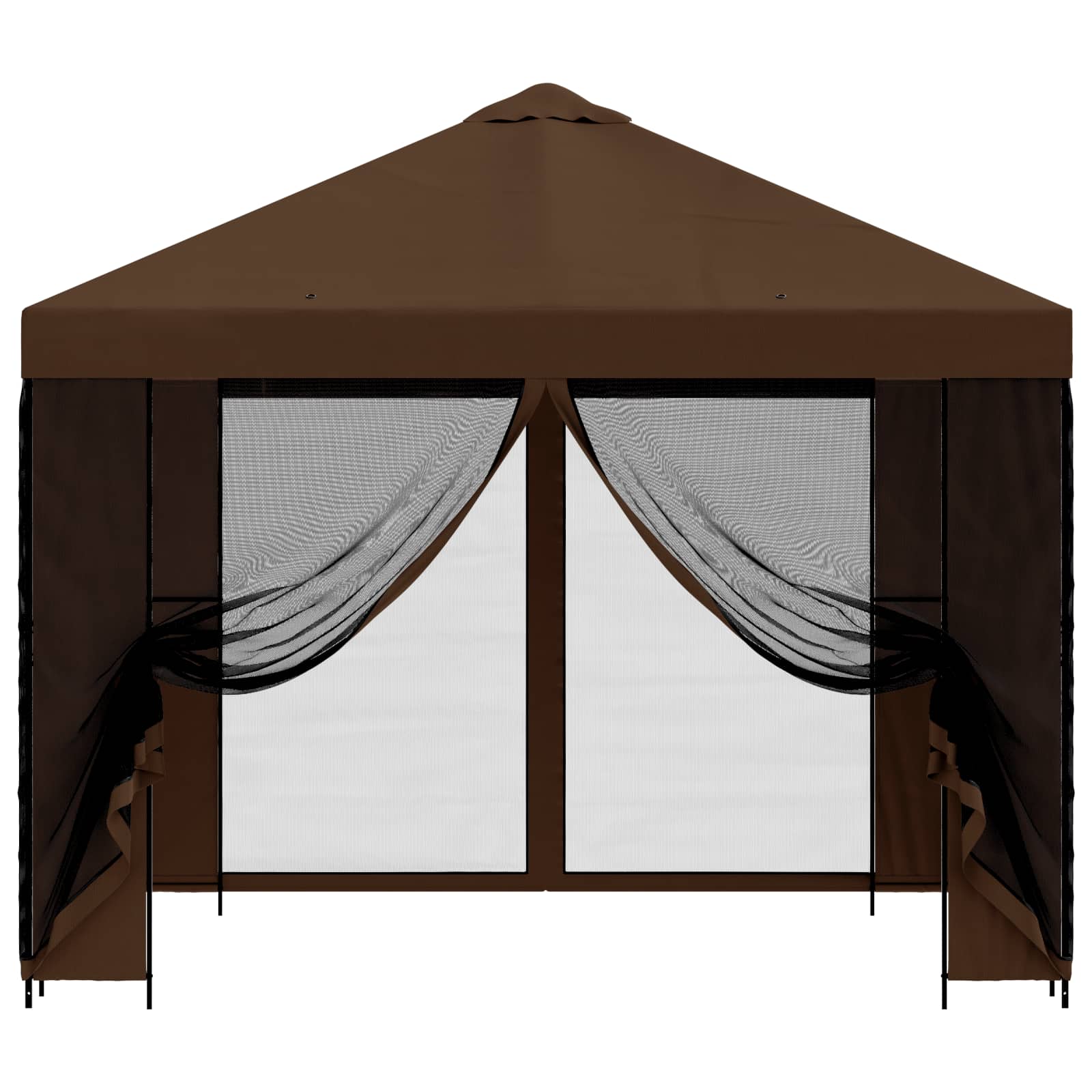 Gazebo da giardino con pareti laterali 3 x 3 m Marrone