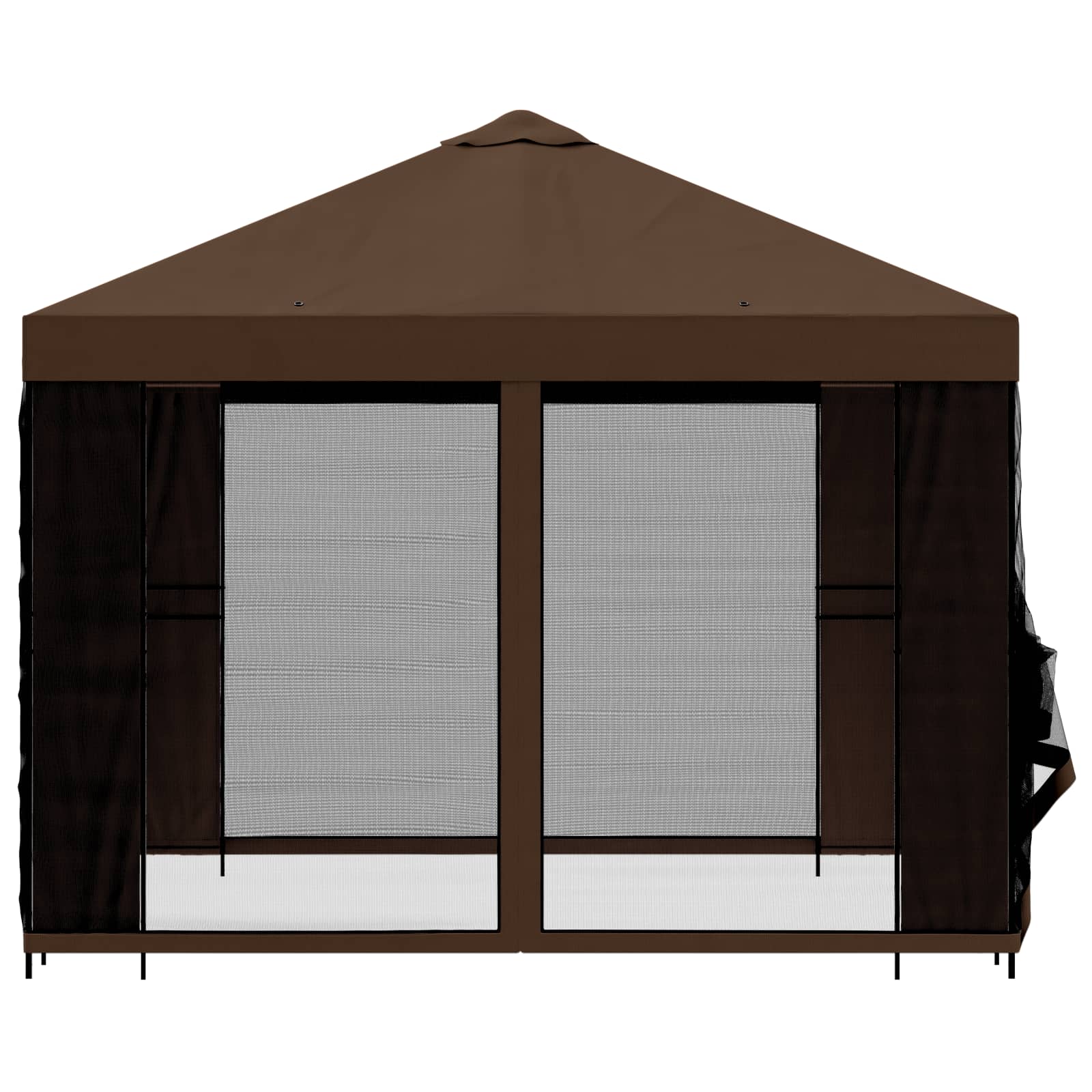 Gazebo da giardino con pareti laterali 3 x 3 m Marrone