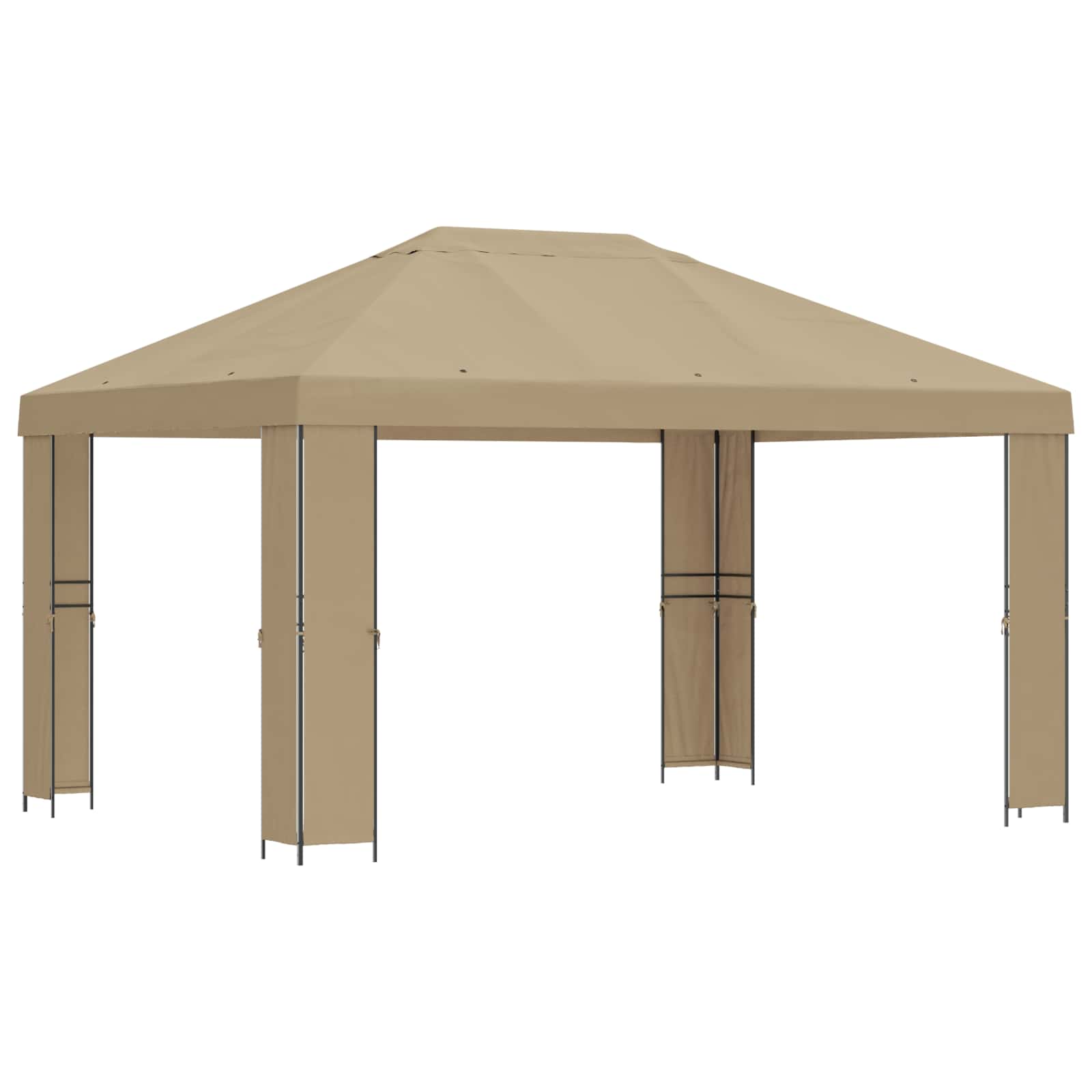 Gazebo 4 × 3 m Beige Poliestere e Acciaio 190 gsm