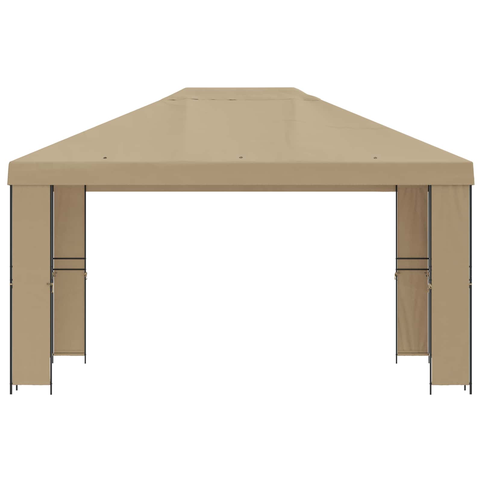Gazebo 4 × 3 m Beige Poliestere e Acciaio 190 gsm