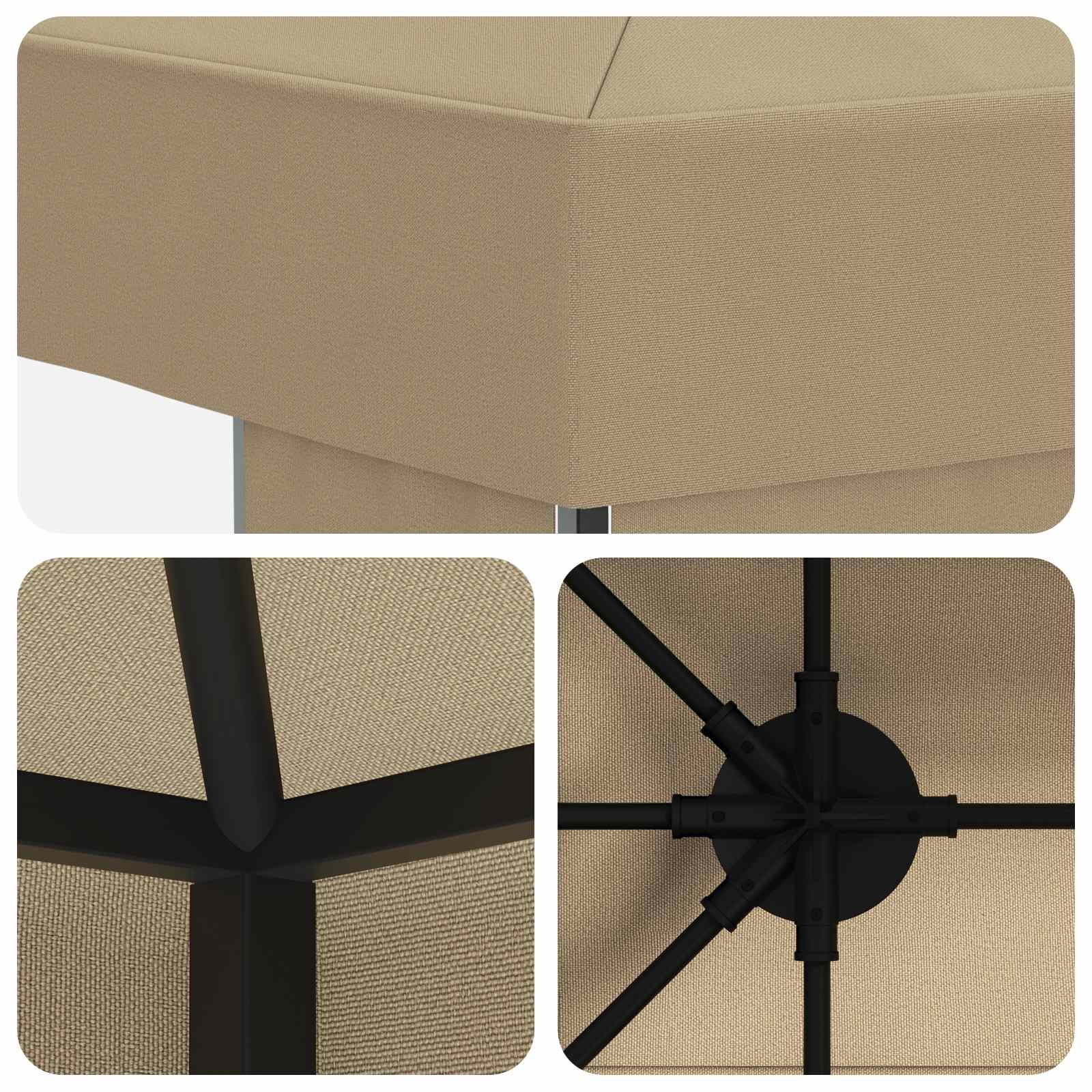 Gazebo 4 × 3 m Beige Poliestere e Acciaio 190 gsm