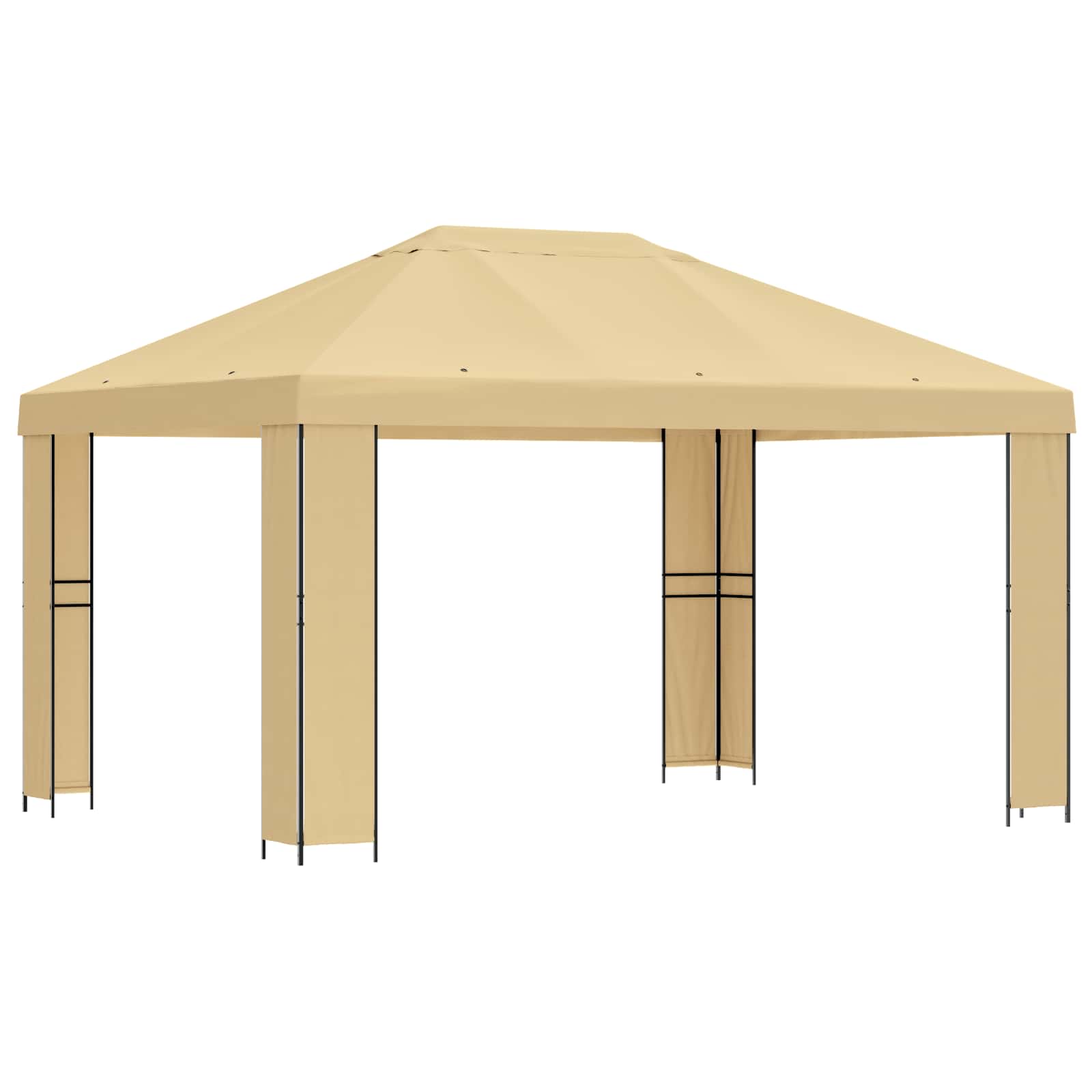 Gazebo 4 × 3 m Crema Poliestere e Acciaio 190 gsm