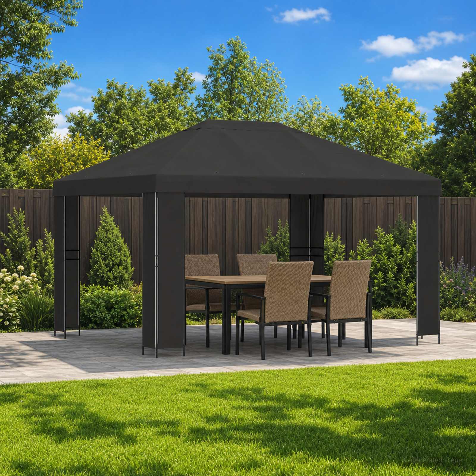 Gazebo 4 × 3 m Antracite Poliestere e Acciaio 190 gsm