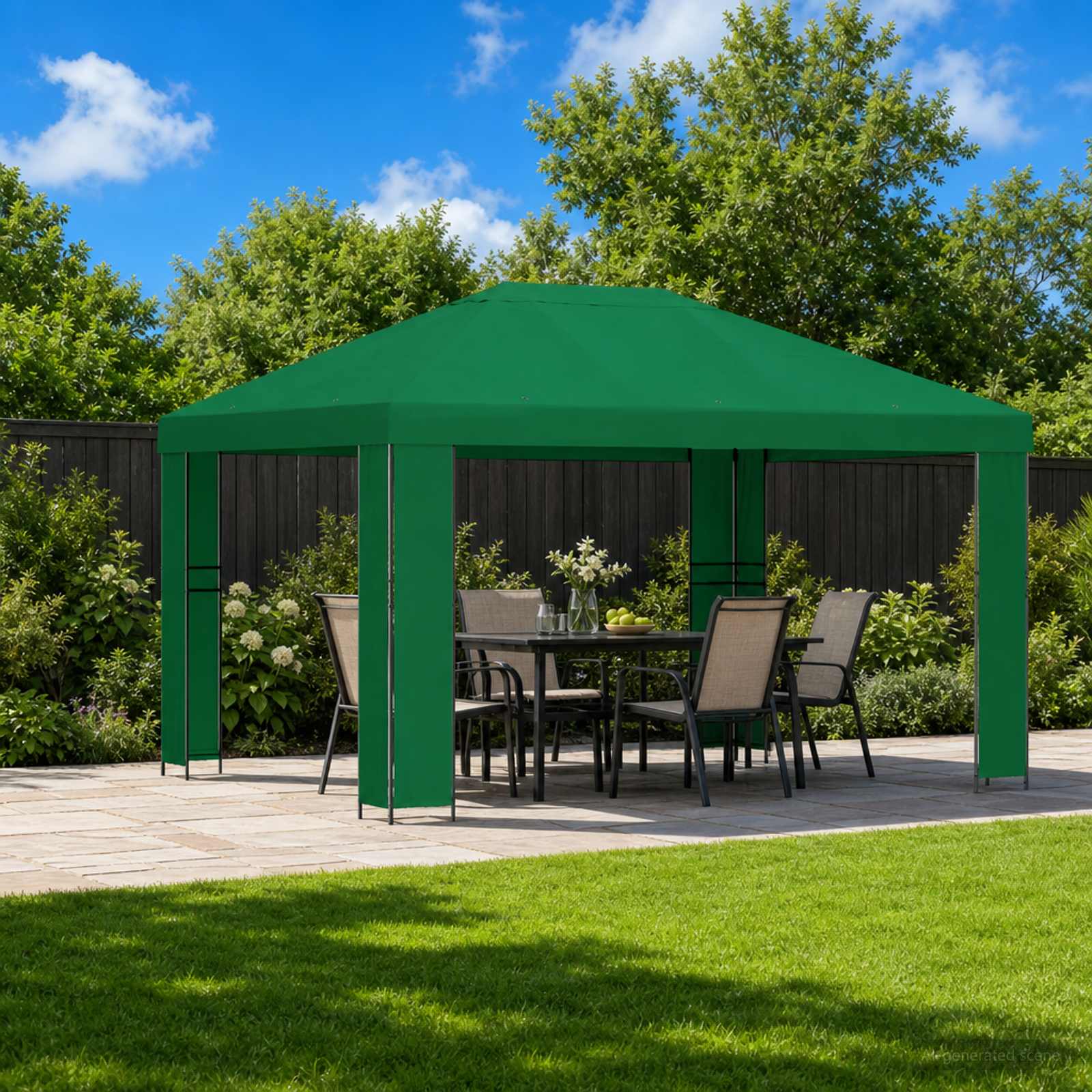 Gazebo 4 × 3 m Verde Poliestere e Acciaio 190 gsm