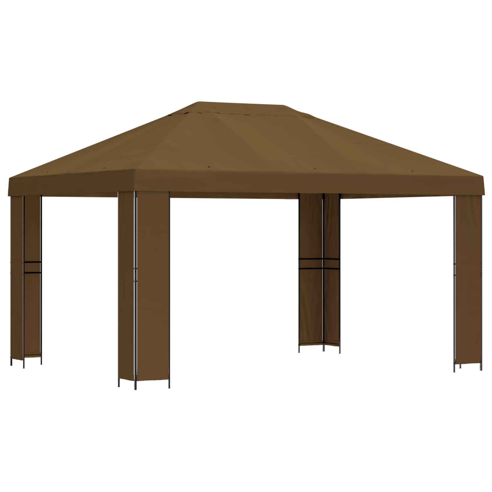 Gazebo 4 × 3 m Tortora Poliestere e Acciaio 190 gsm