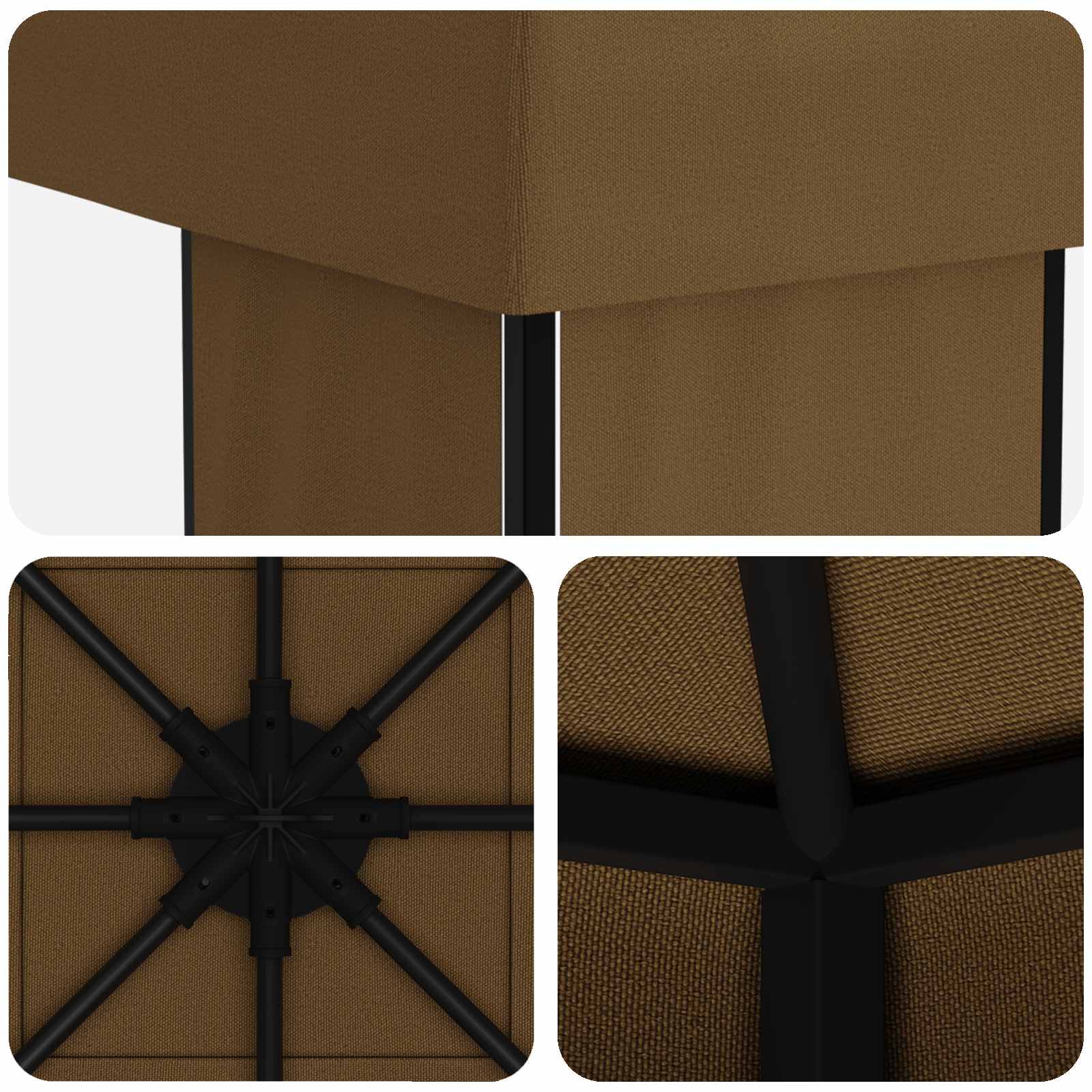 Gazebo 4 × 3 m Tortora Poliestere e Acciaio 190 gsm