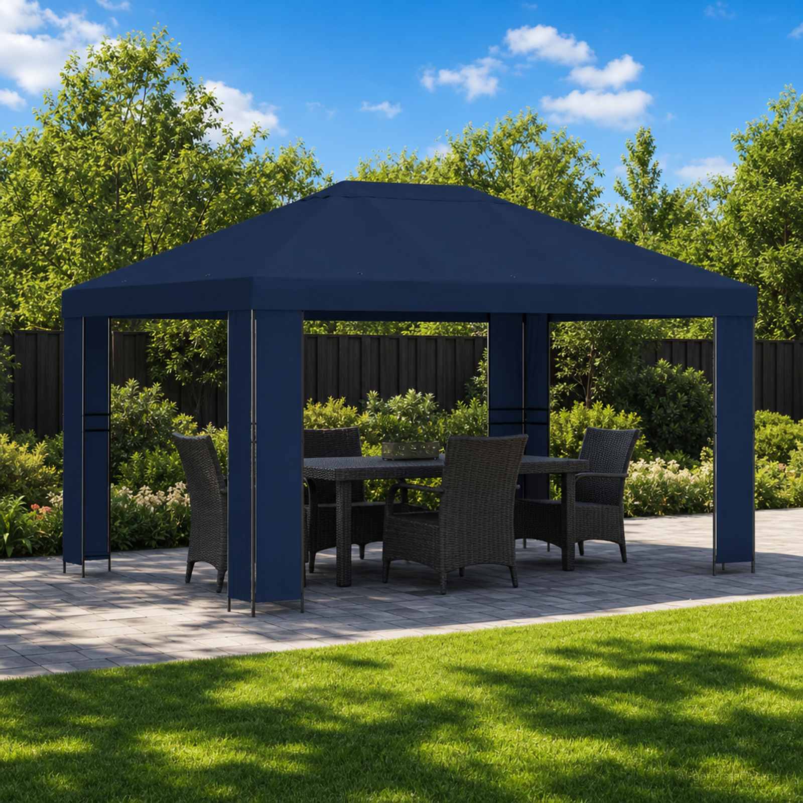 Gazebo 4 × 3 m Blu Poliestere e Acciaio 190 gsm