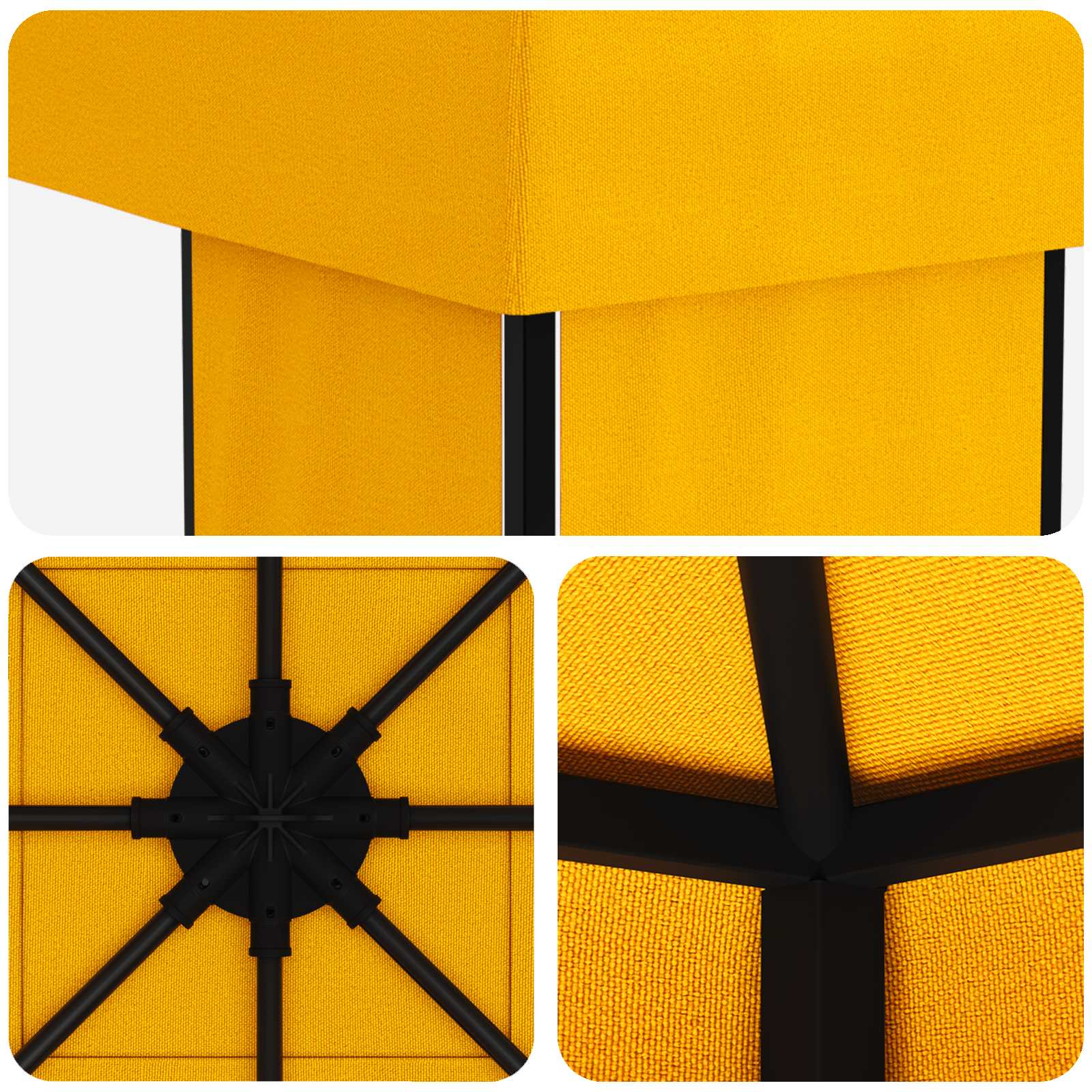 Gazebo 4 × 3 m Giallo Poliestere e Acciaio 190 gsm
