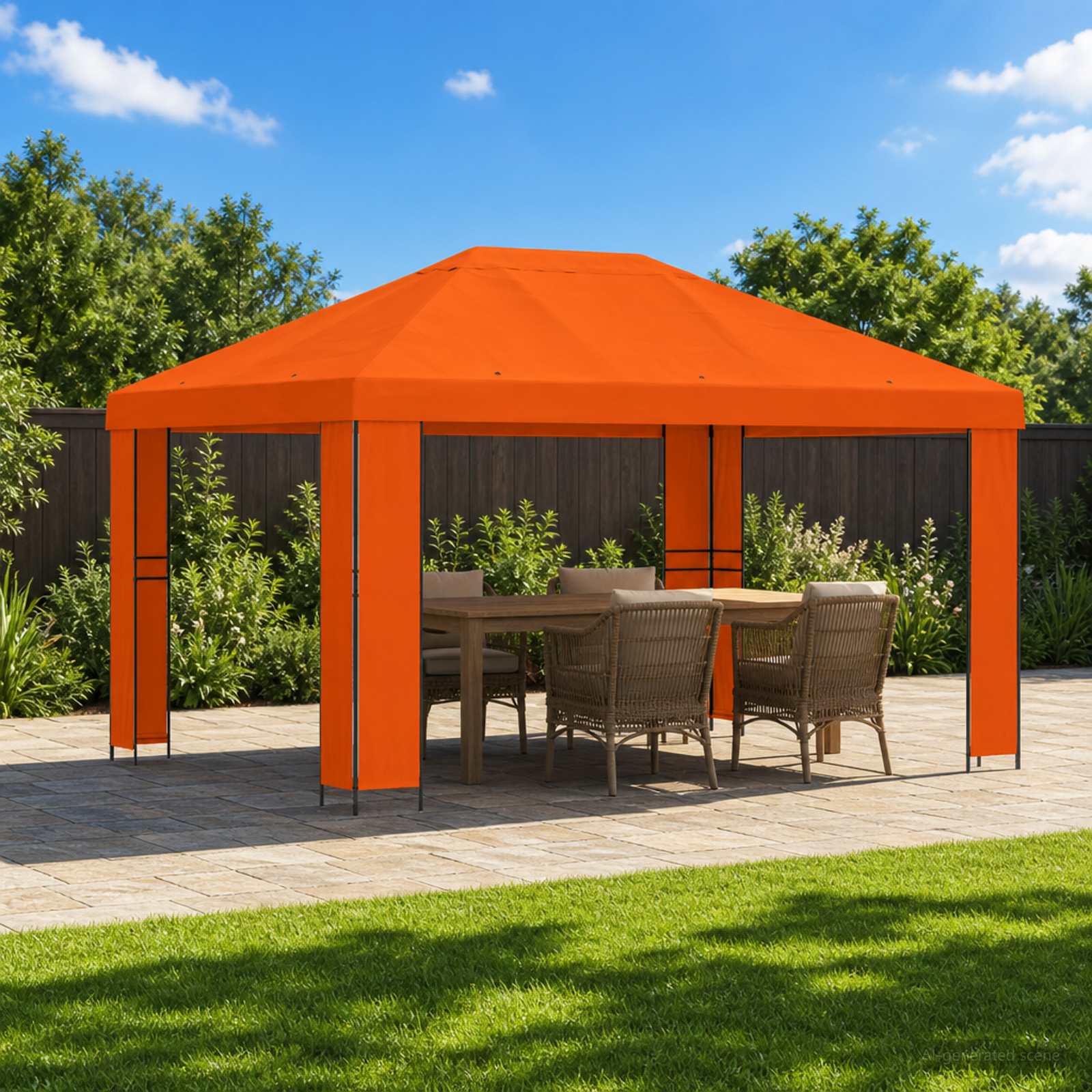 Gazebo 4 × 3 m Arancione Poliestere e Acciaio 190 gsm
