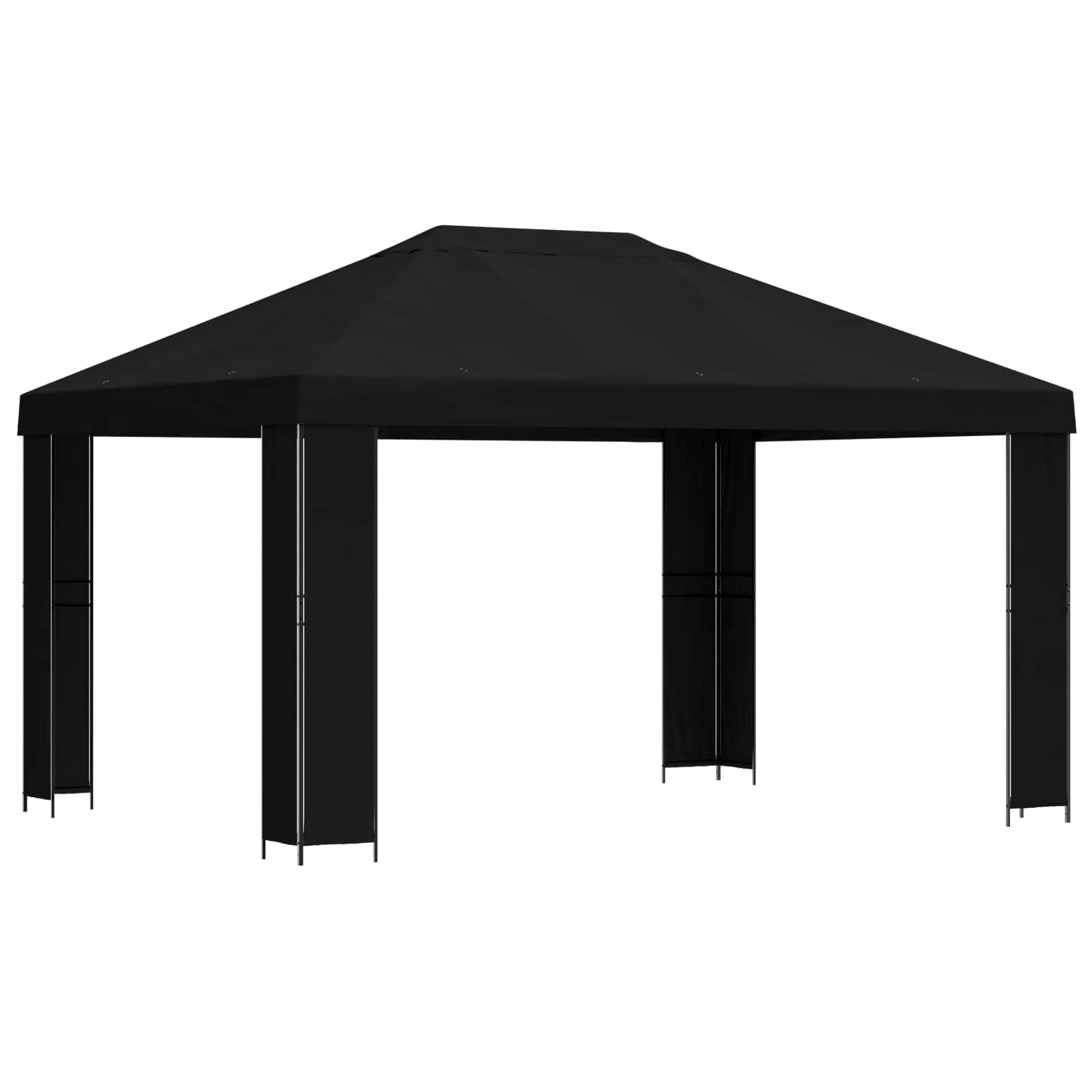 Gazebo 4 × 3 m Nero Poliestere e Acciaio 190 gsm
