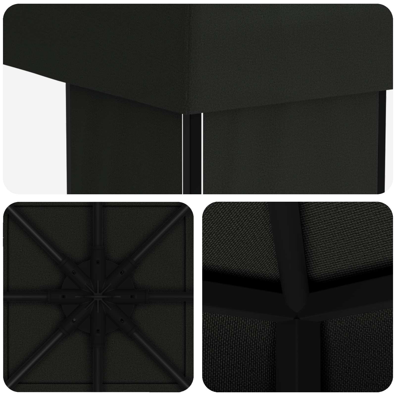 Gazebo 4 × 3 m Nero Poliestere e Acciaio 190 gsm