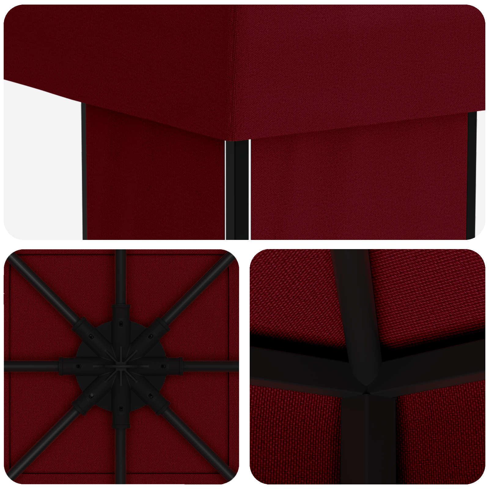 Gazebo 4 × 3 m Borgogna Poliestere e Acciaio 190 gsm