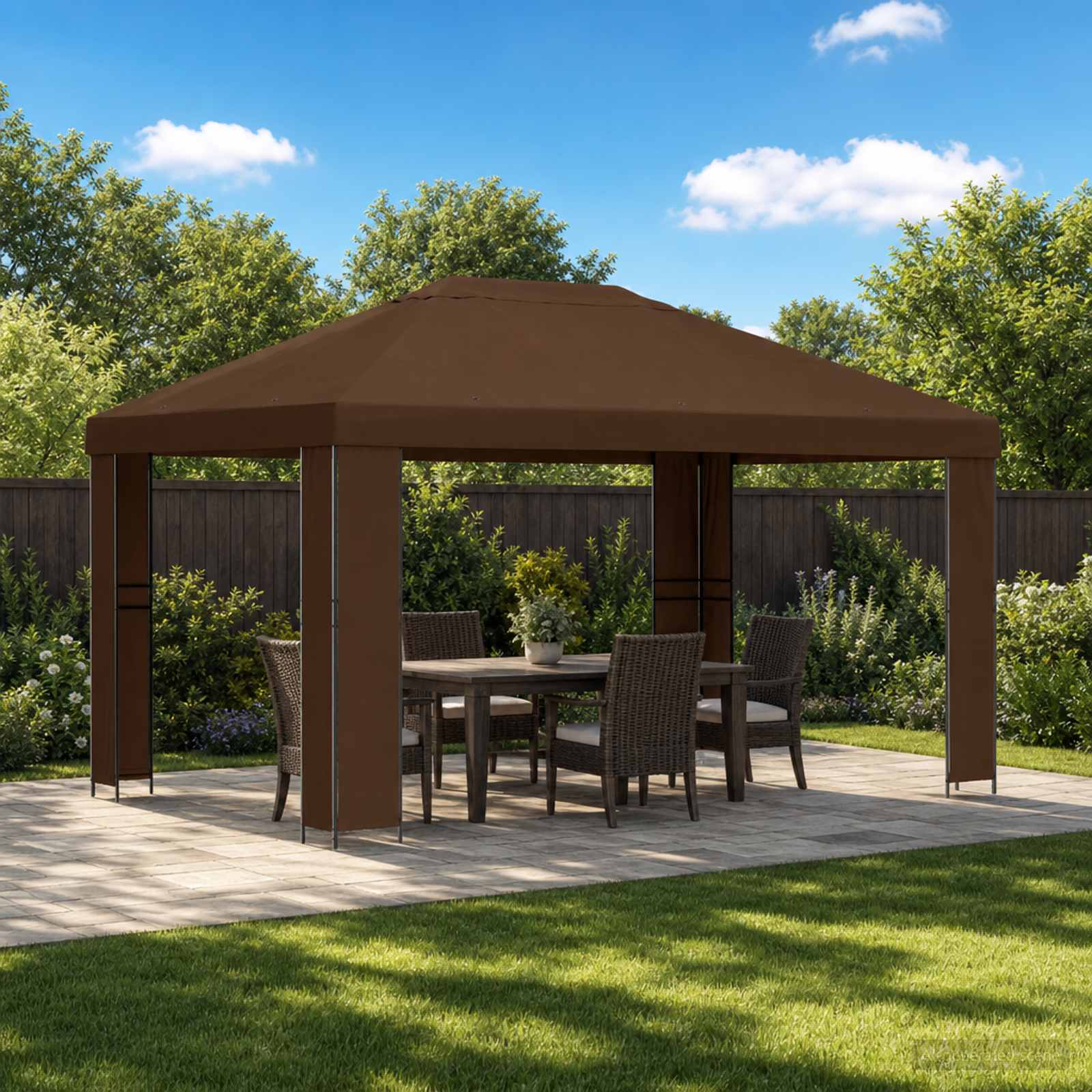 Gazebo 4 × 3 m Marrone Poliestere e Acciaio 190 gsm