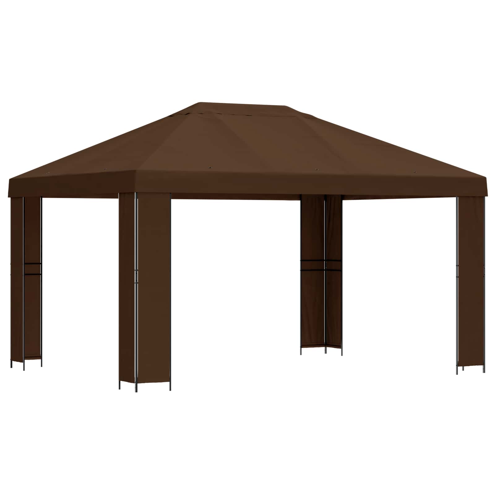 Gazebo 4 × 3 m Marrone Poliestere e Acciaio 190 gsm