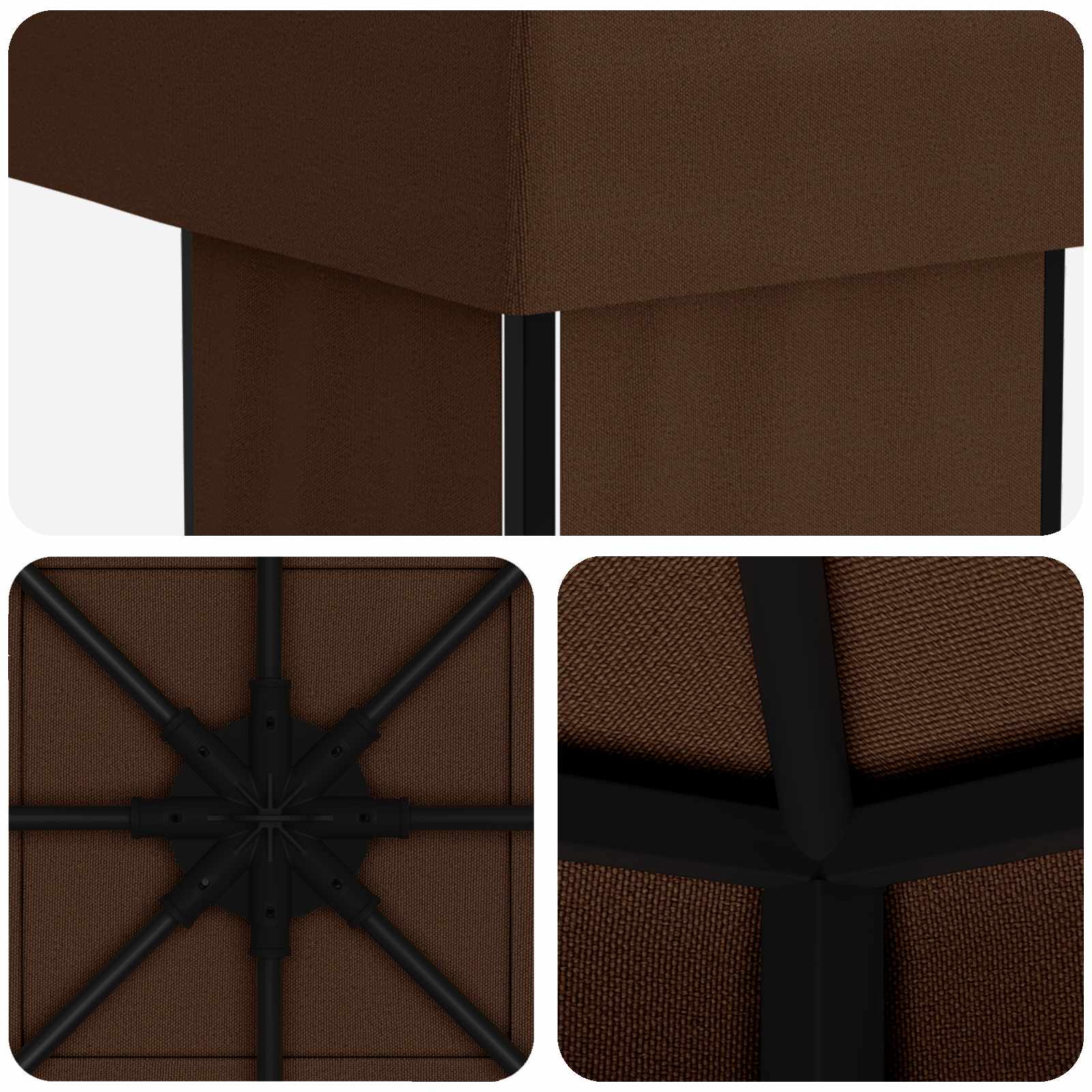 Gazebo 4 × 3 m Marrone Poliestere e Acciaio 190 gsm