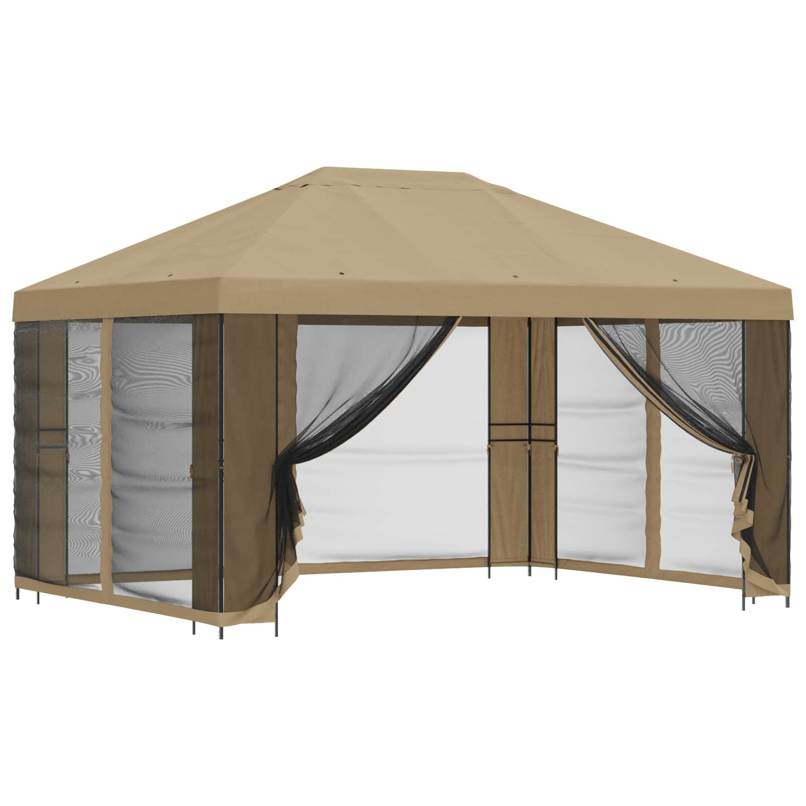 Gazebo da giardino con pareti laterali 4 × 3 m Beige