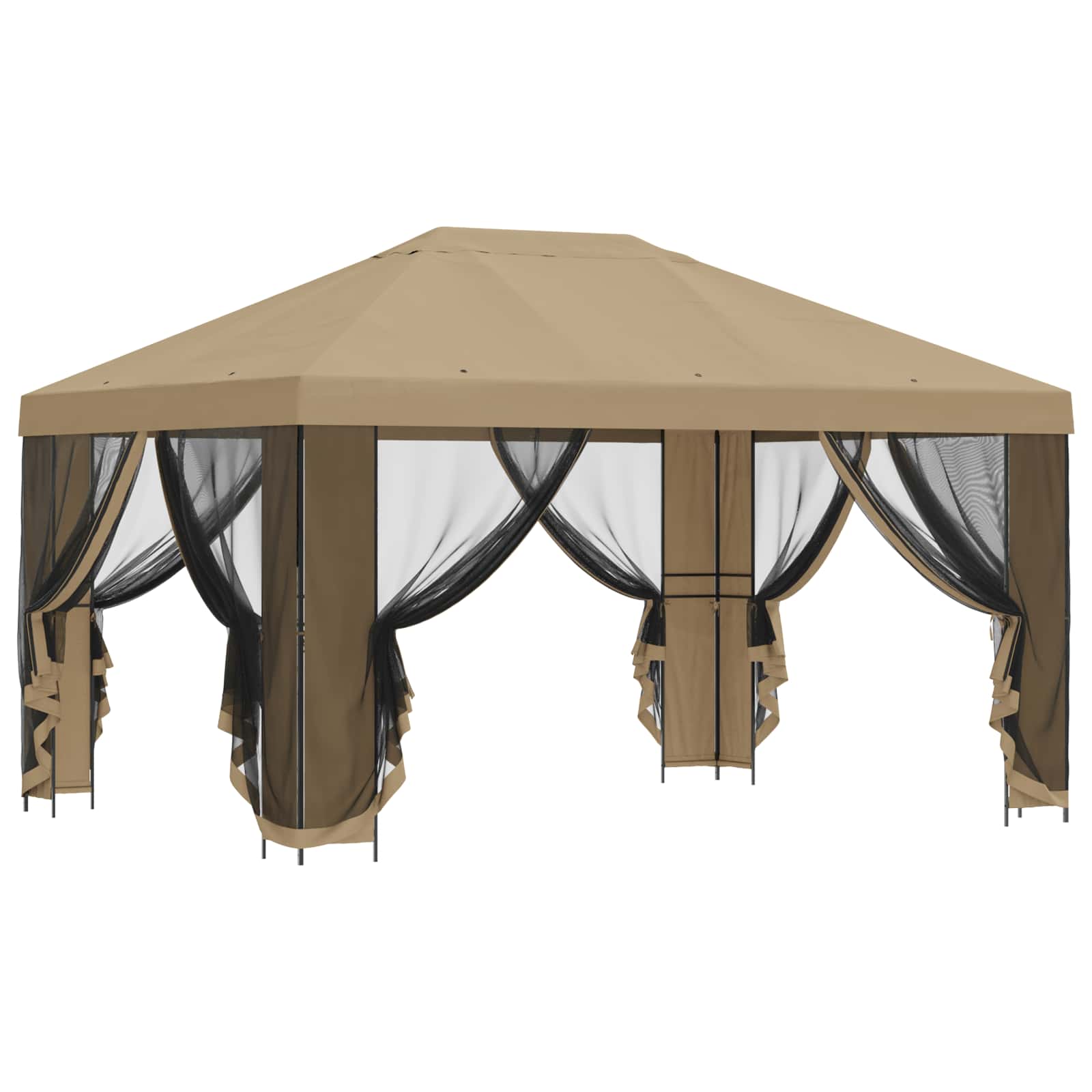Gazebo da giardino con pareti laterali 4 × 3 m Beige