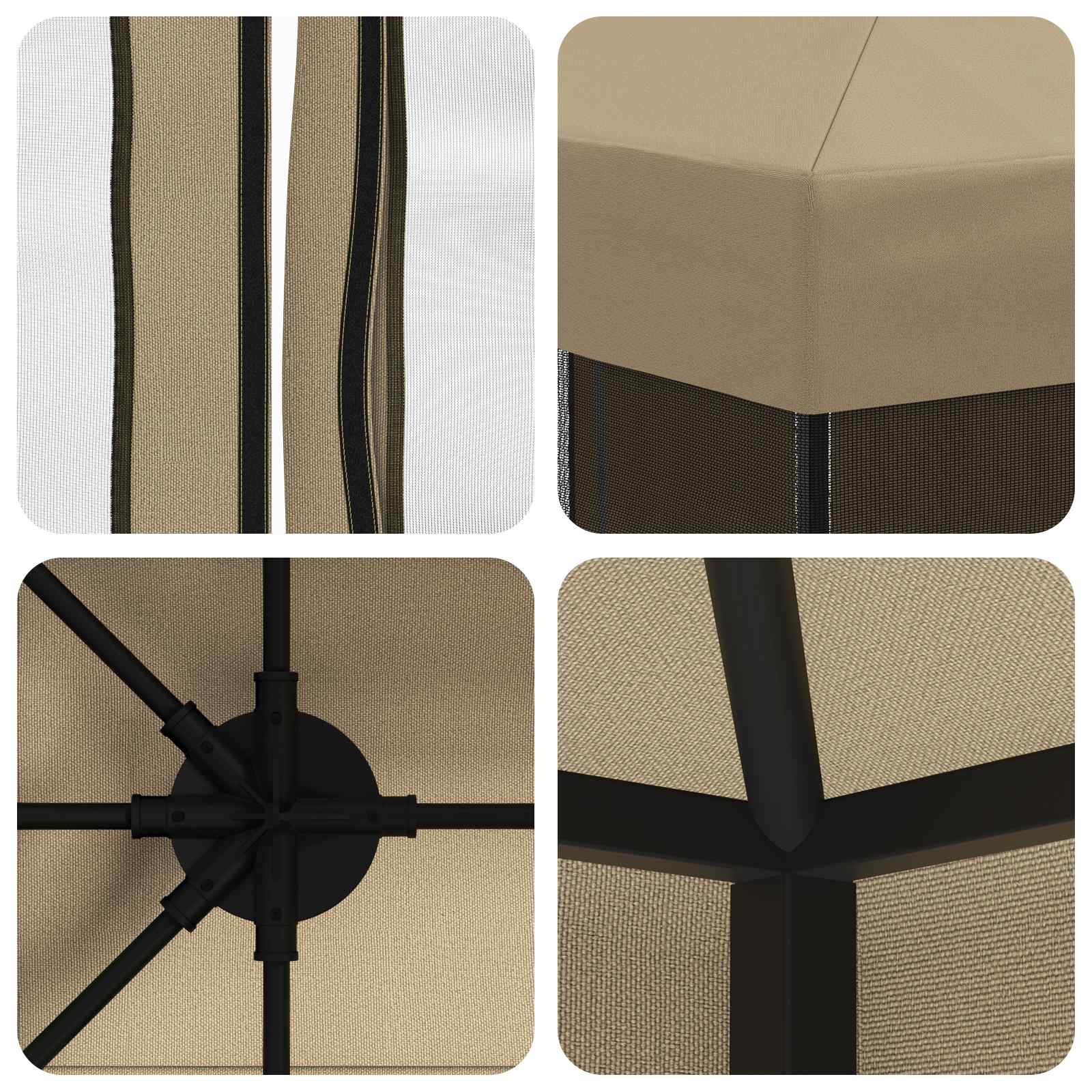 Gazebo da giardino con pareti laterali 4 × 3 m Beige