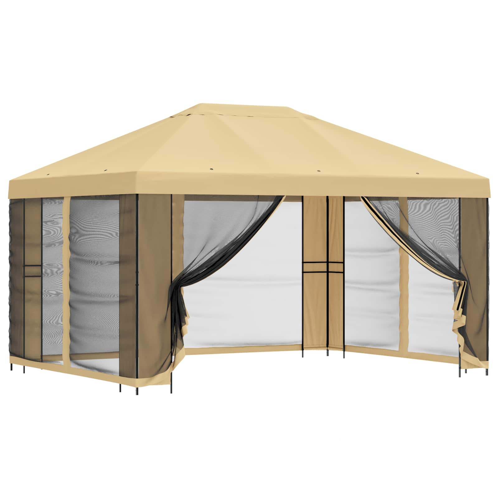 Gazebo da giardino con pareti laterali 4 × 3 m Crema