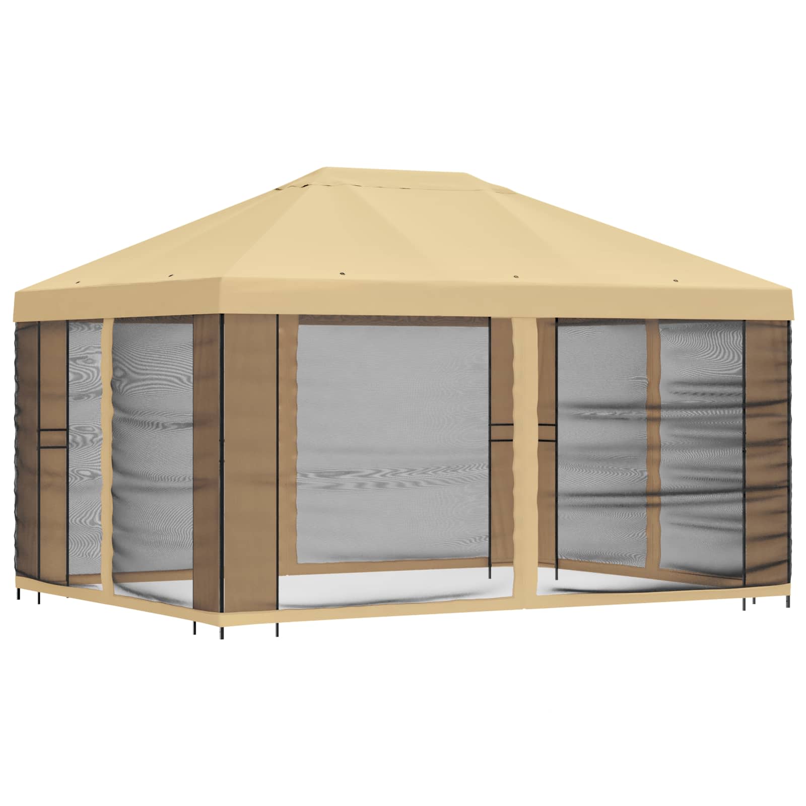 Gazebo da giardino con pareti laterali 4 × 3 m Crema