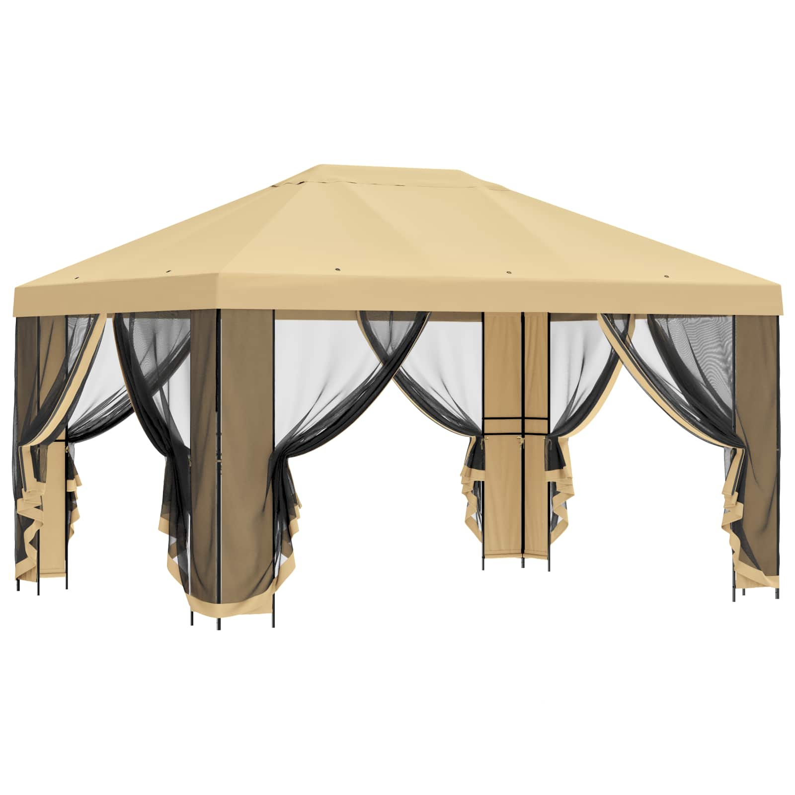 Gazebo da giardino con pareti laterali 4 × 3 m Crema