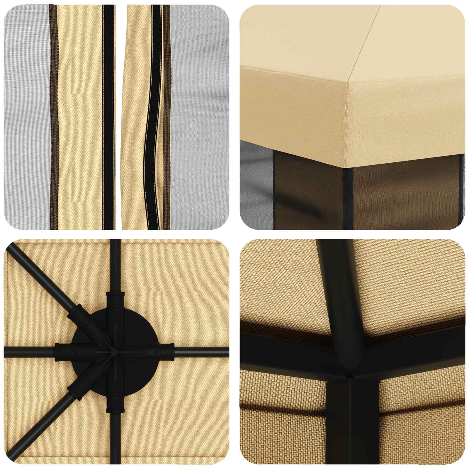 Gazebo da giardino con pareti laterali 4 × 3 m Crema