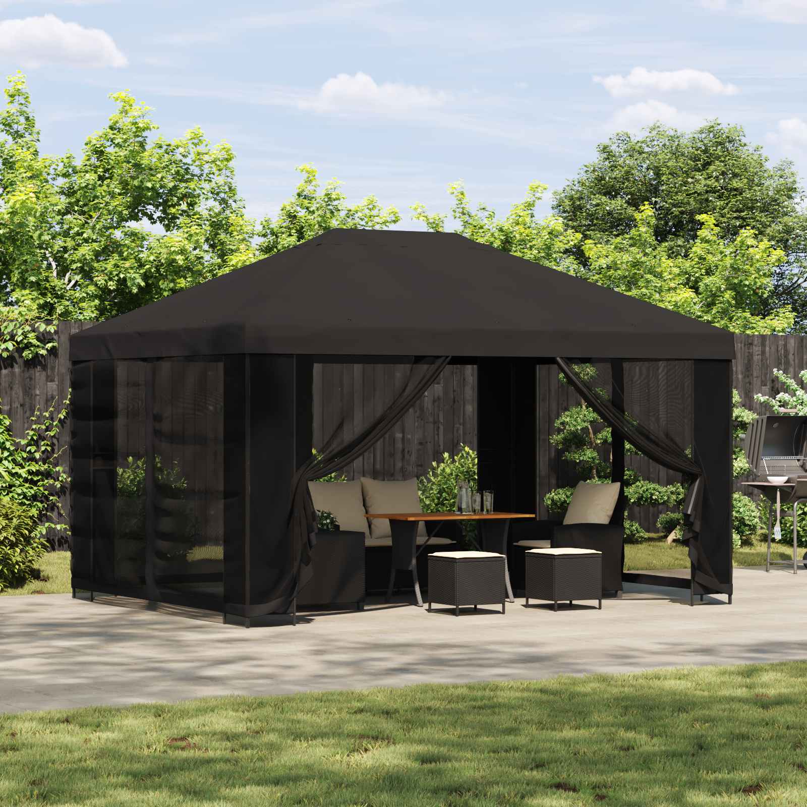Gazebo da giardino con pareti laterali 4 × 3 m Antracite