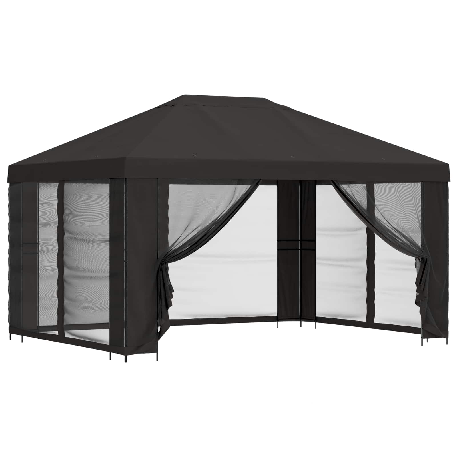 Gazebo da giardino con pareti laterali 4 × 3 m Antracite